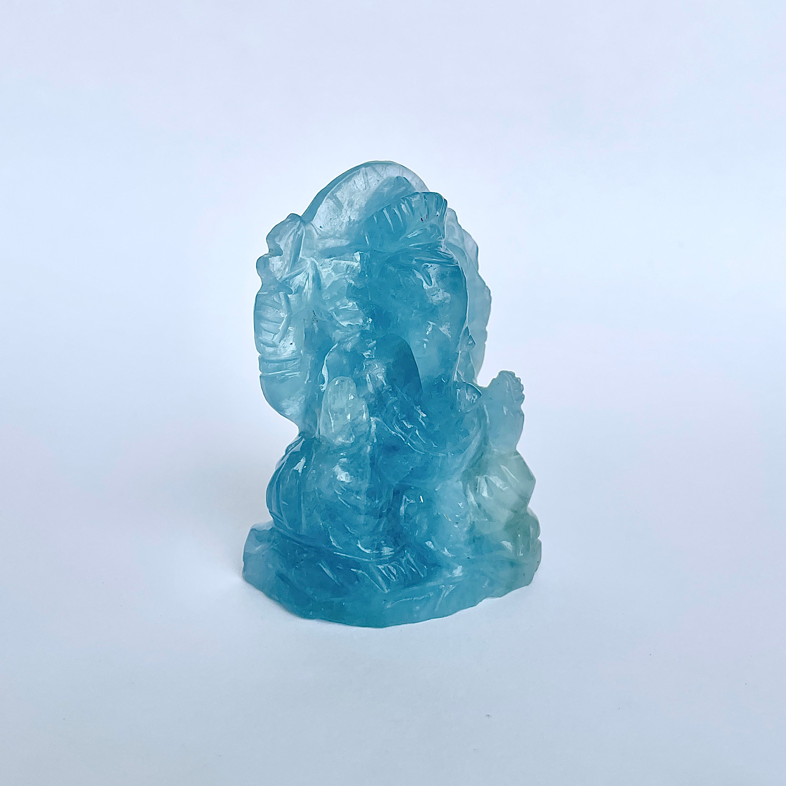 พระพิฆเนศทรงเครื่องอความารีน น้ำหนัก 606 กะรัต ส่วนสูง 6.8 ซม.(AQM-MRT-7.)