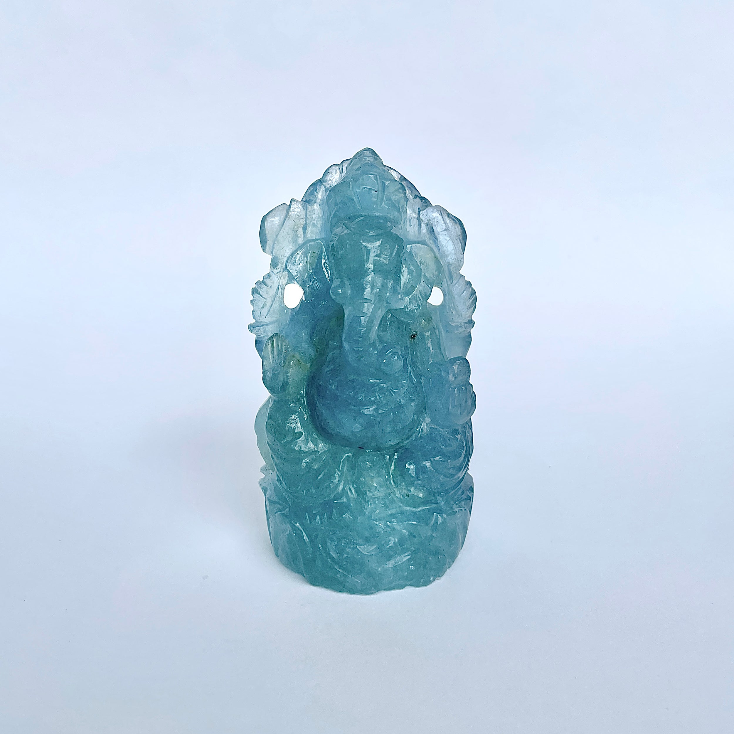 พระพิฆเนศทรงเครื่อง อะความารีน น้ำหนัก 762 กะรัต ส่วนสูง-7.5 CM-(AQM-MRT-8.)