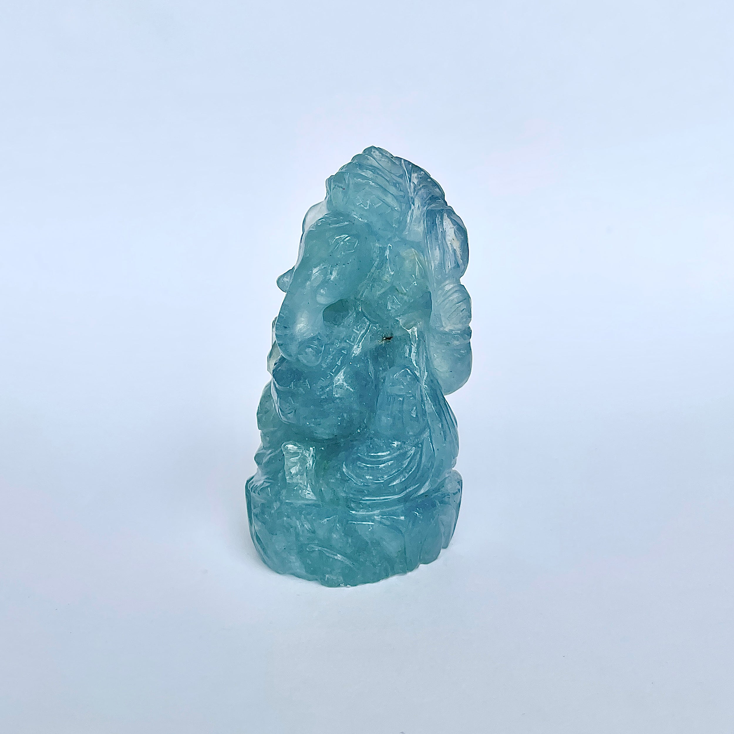 พระพิฆเนศทรงเครื่อง อะความารีน น้ำหนัก 762 กะรัต ส่วนสูง-7.5 CM-(AQM-MRT-8.)