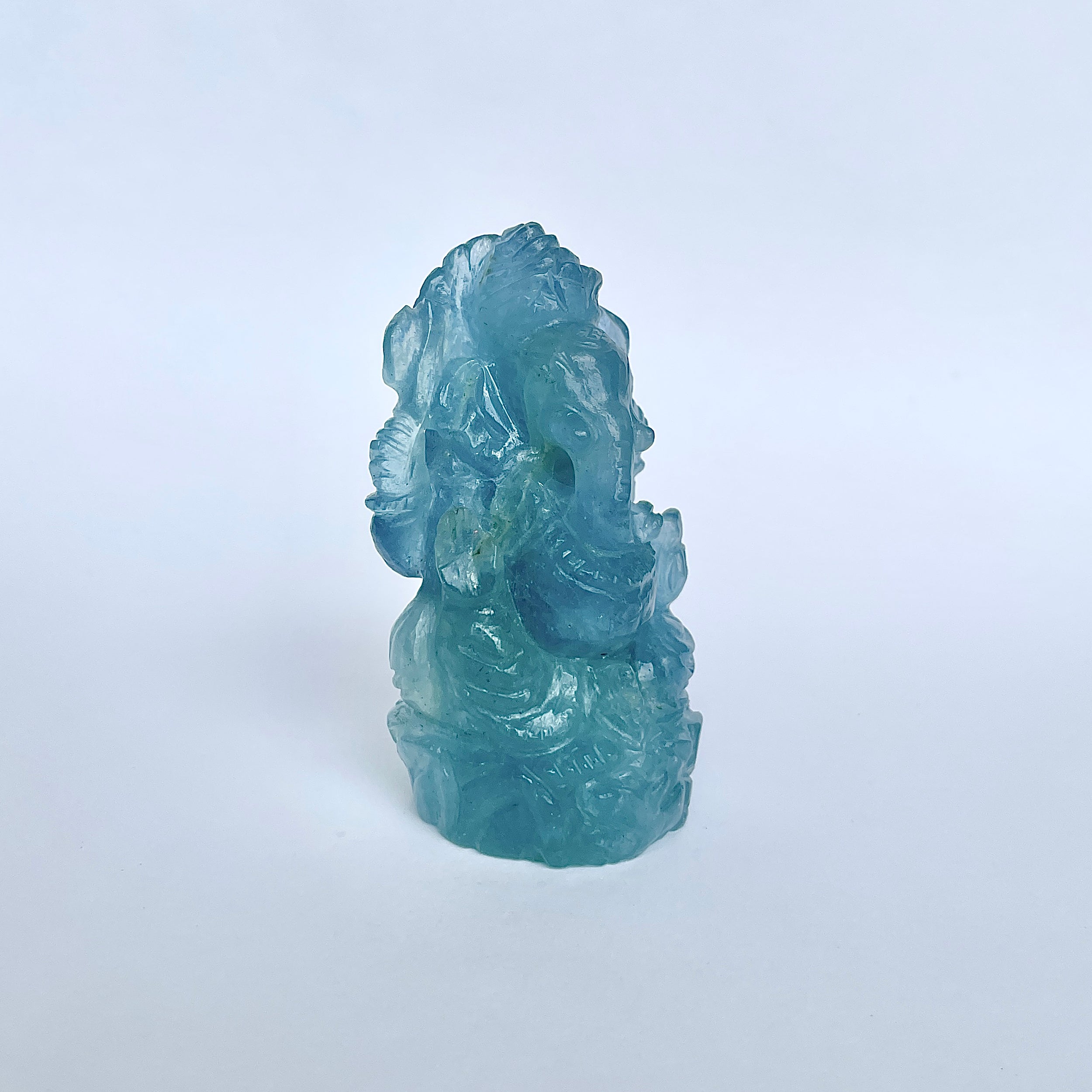 พระพิฆเนศทรงเครื่อง อะความารีน น้ำหนัก 762 กะรัต ส่วนสูง-7.5 CM-(AQM-MRT-8.)