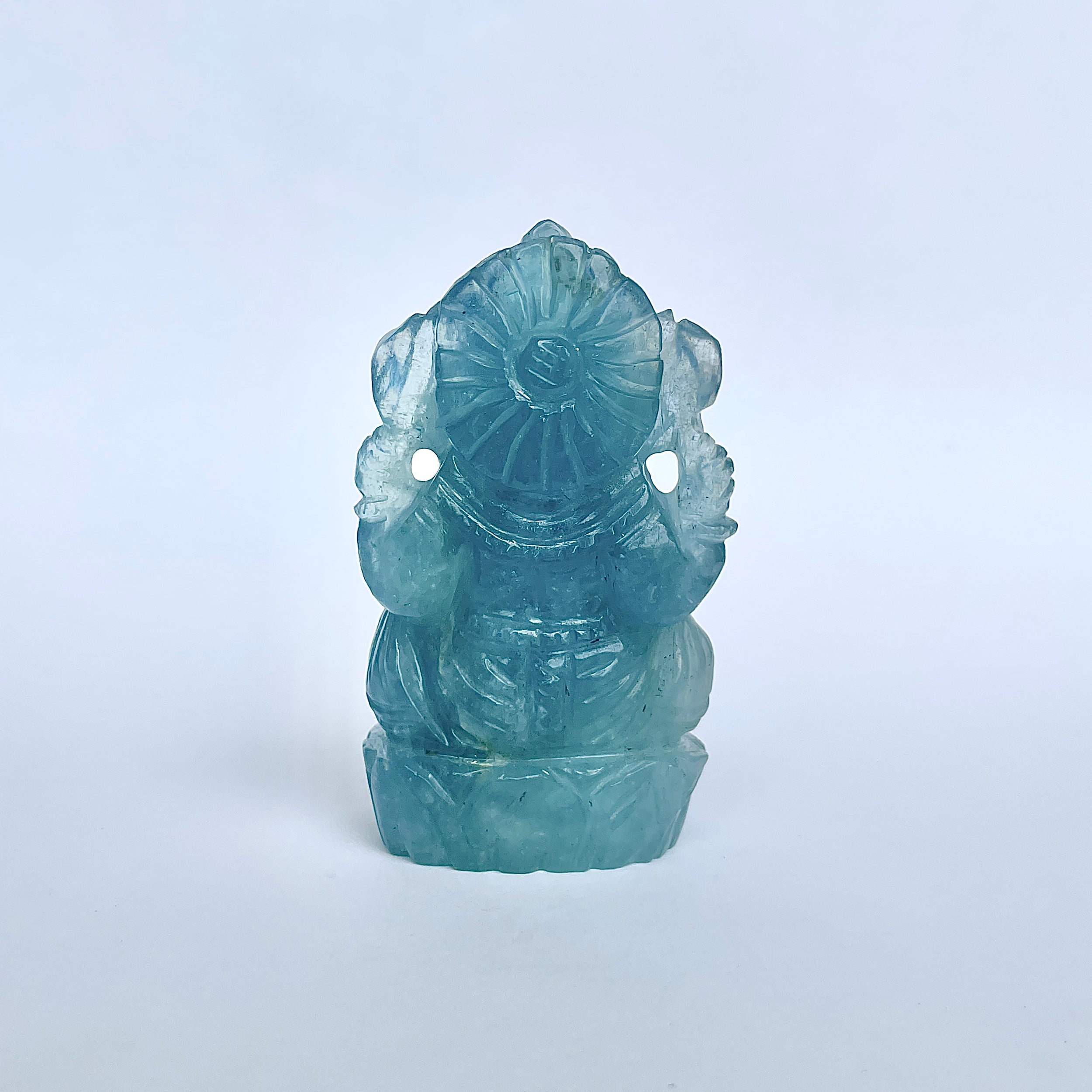 พระพิฆเนศทรงเครื่อง อะความารีน น้ำหนัก 762 กะรัต ส่วนสูง-7.5 CM-(AQM-MRT-8.)