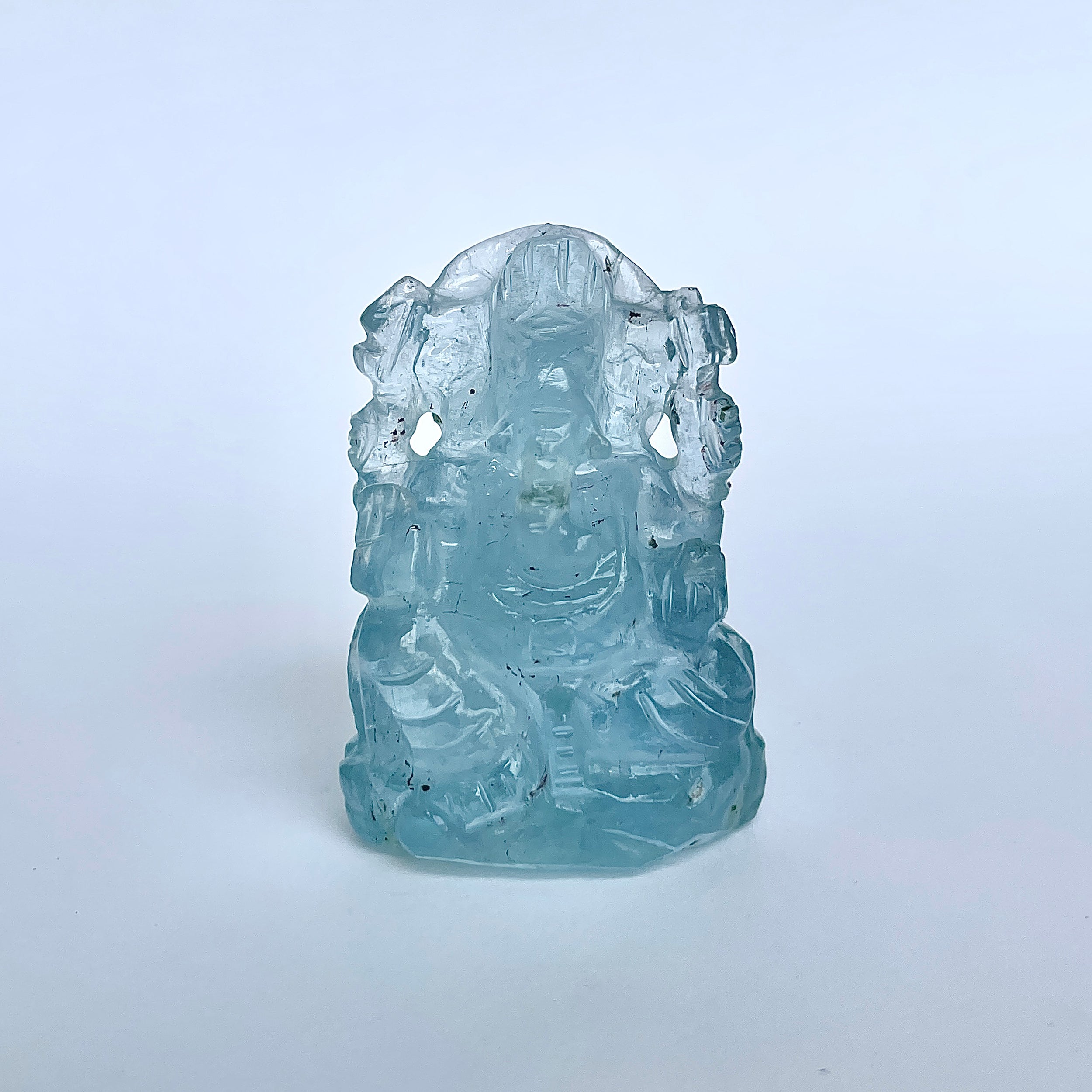 พระพิฆเนศทรงเครื่อง Aquamarine น้ำหนัก 291 กะรัต ส่วนสูง 5.1 ซม.(AQM-MRT-9.)