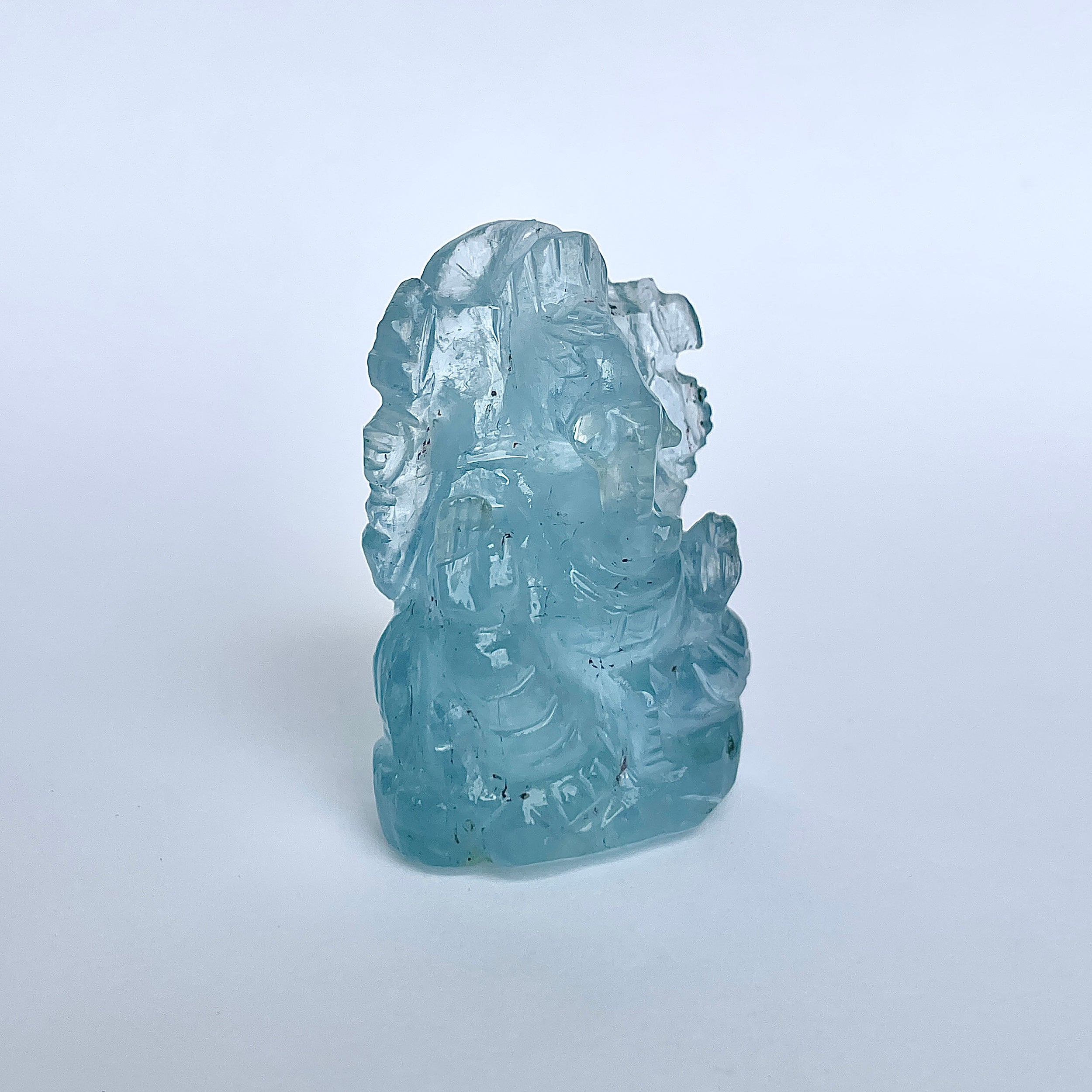 พระพิฆเนศทรงเครื่อง Aquamarine น้ำหนัก 291 กะรัต ส่วนสูง 5.1 ซม.(AQM-MRT-9.)