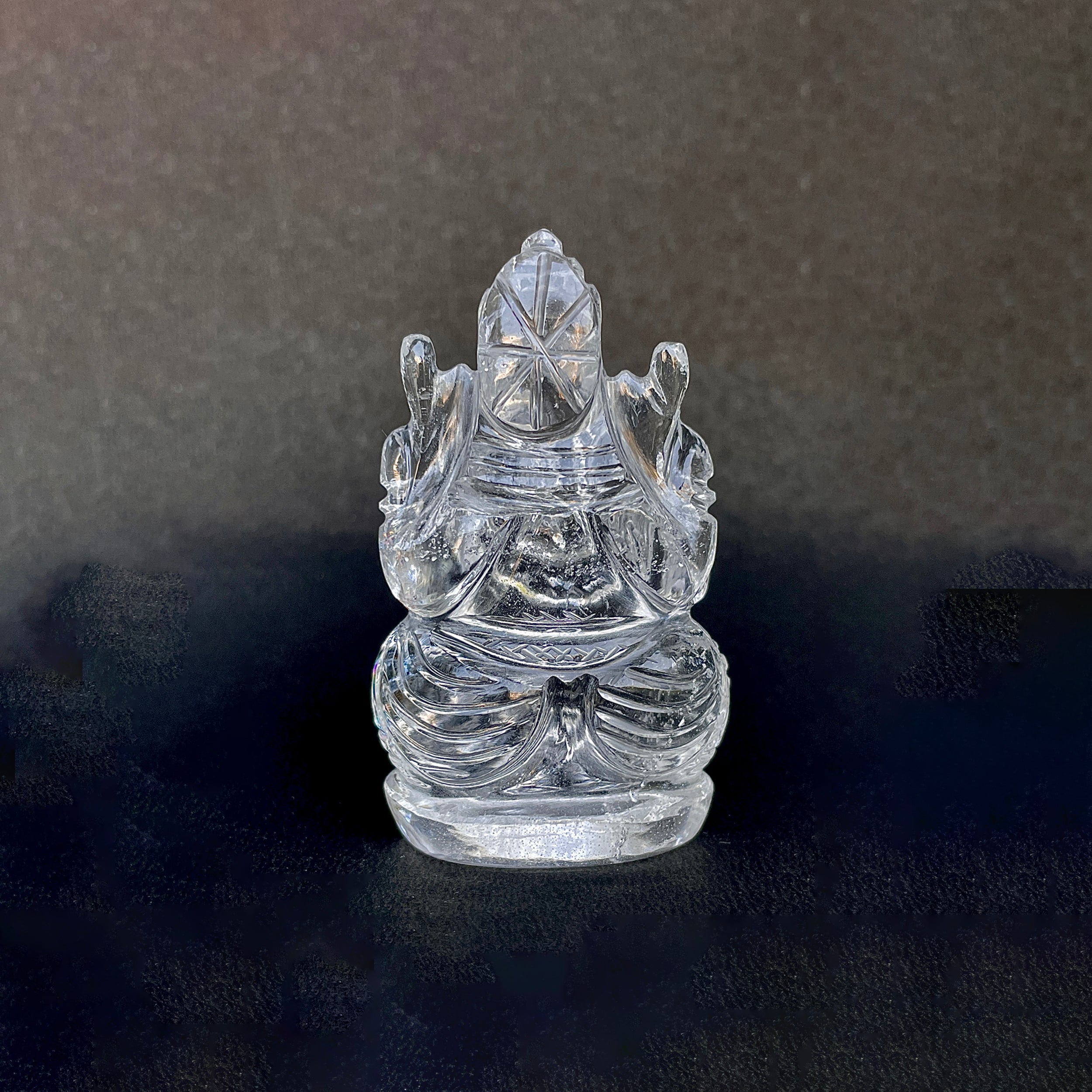 รูปเคารพพระพิฆเนศคริสตัลควอตซ์ 387 กะรัต สูง 6.6 ซม.(CST-MRT-128.)