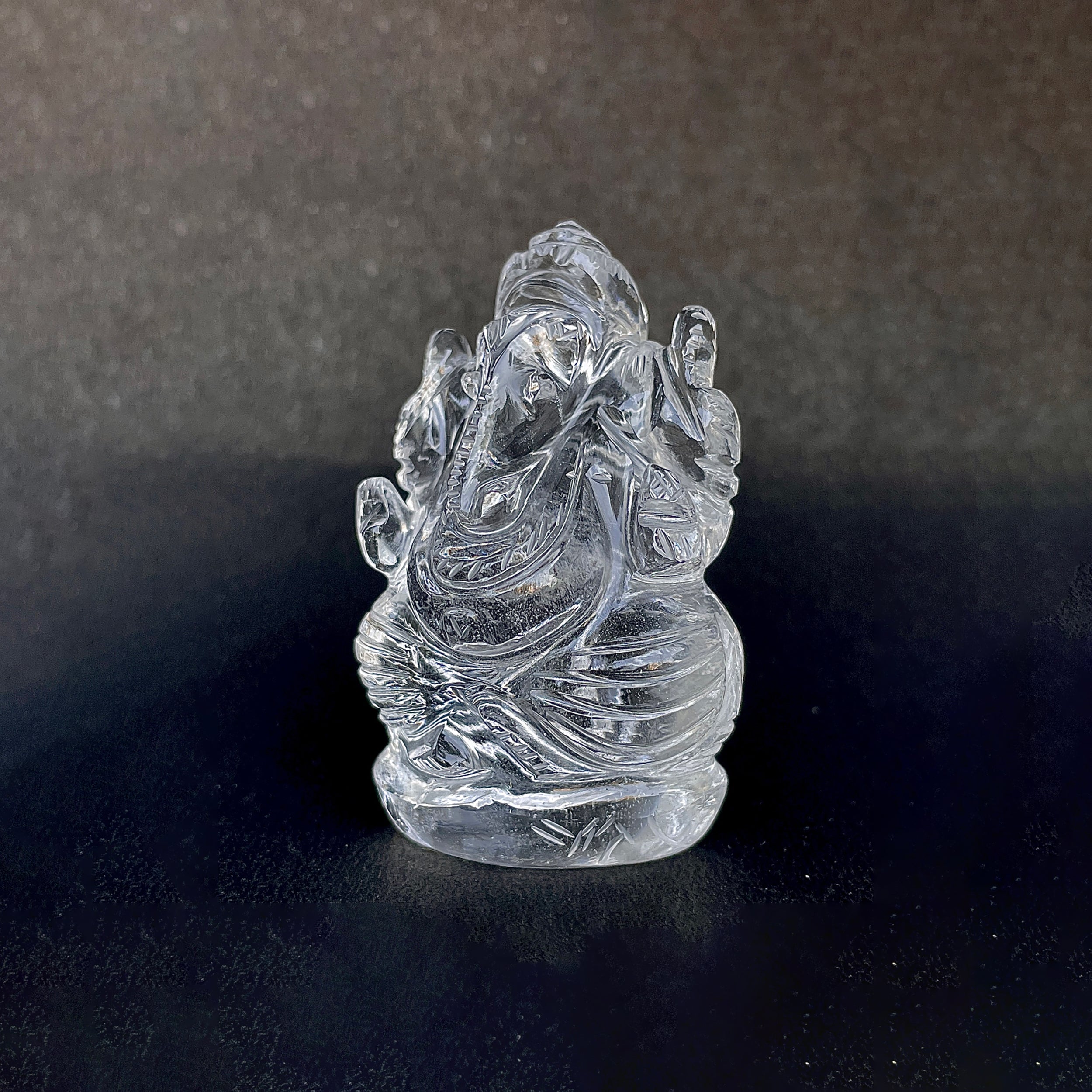 รูปเคารพพระพิฆเนศคริสตัลควอตซ์ 453 กะรัต สูง 6.3 ซม.(CST-MRT-131.)