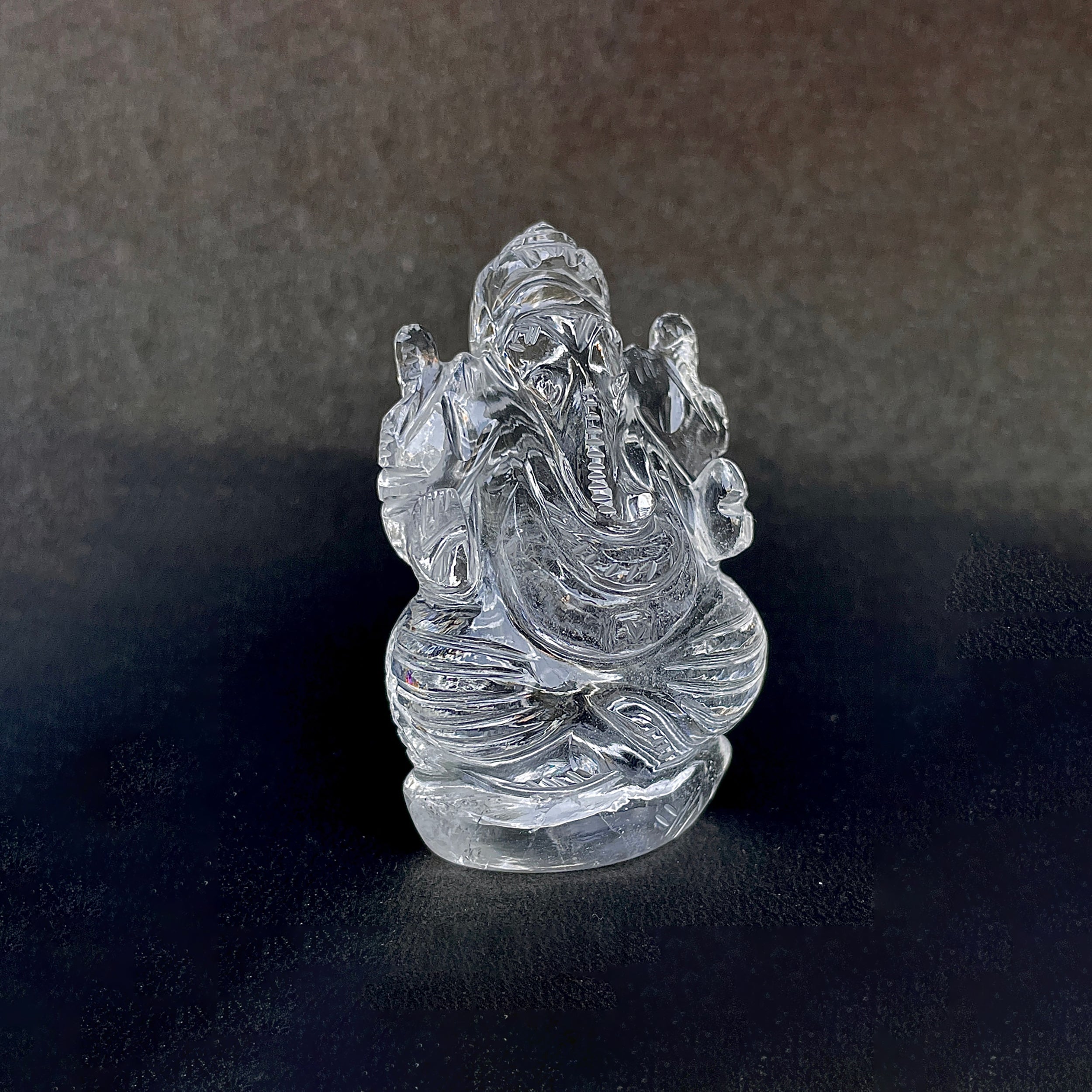 รูปเคารพพระพิฆเนศคริสตัลควอตซ์ 453 กะรัต สูง 6.3 ซม.(CST-MRT-131.)