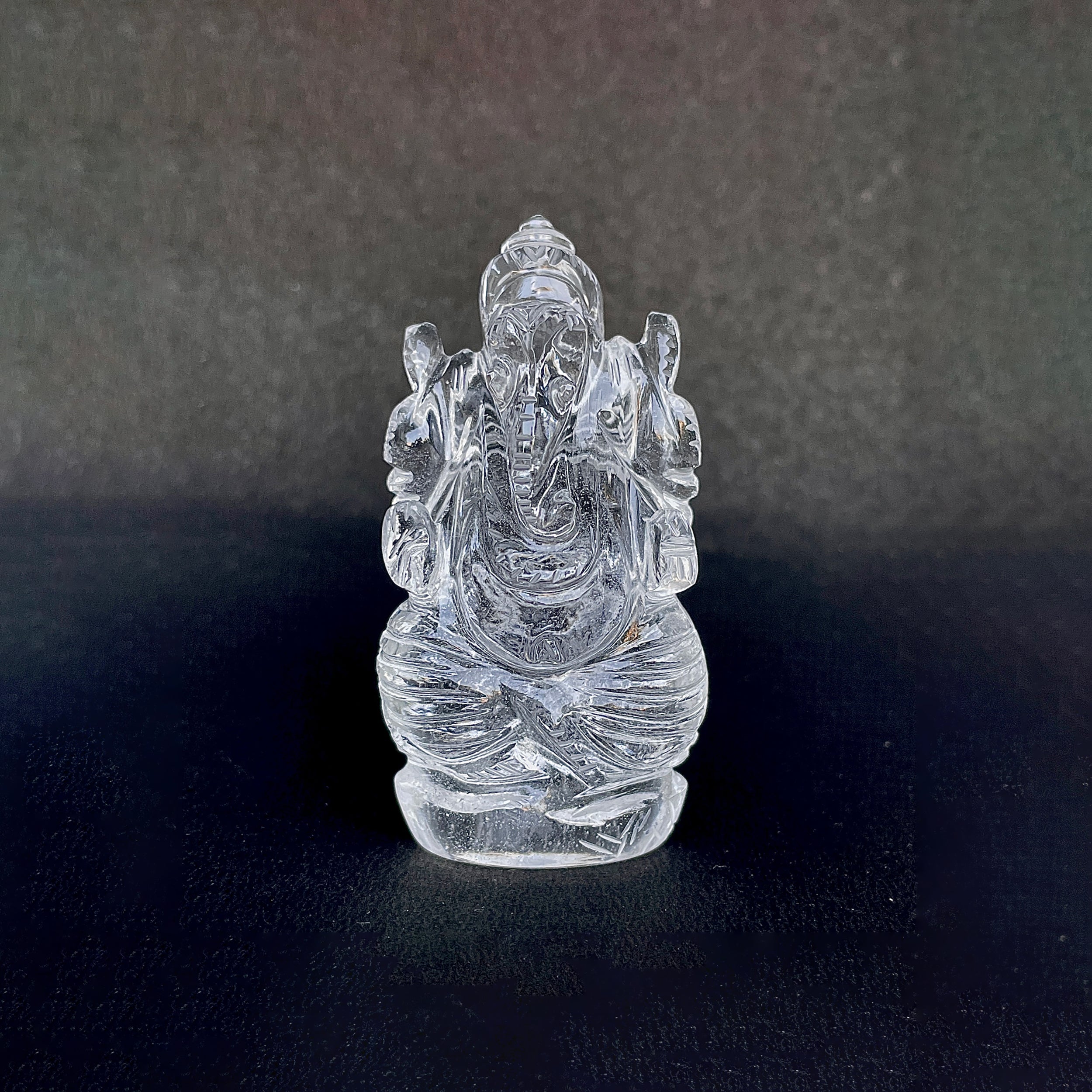 รูปเคารพพระพิฆเนศคริสตัลควอตซ์ 402 กะรัต สูง 7.1 ซม.(CST-MRT-140.)