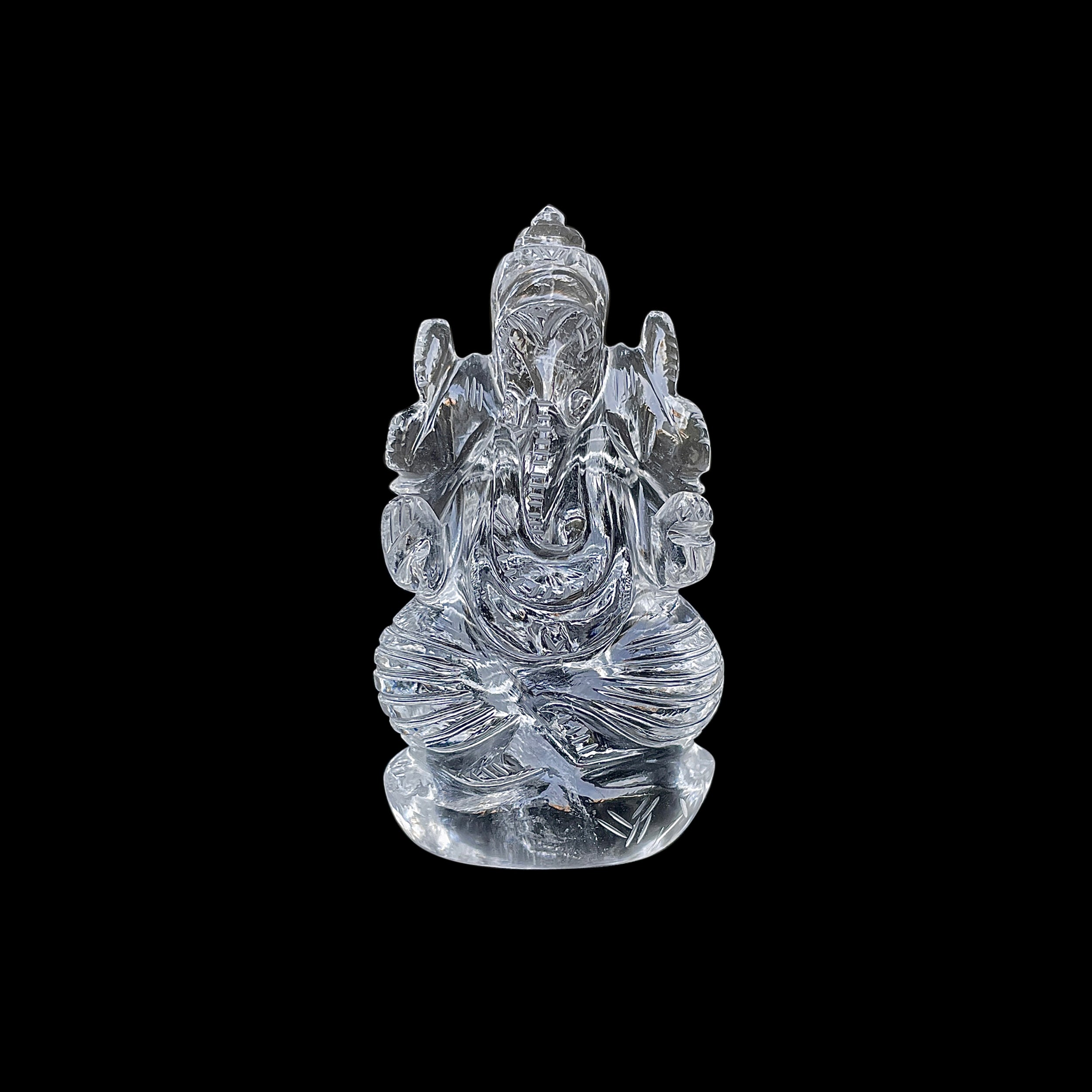 รูปเคารพพระพิฆเนศคริสตัลควอตซ์ น้ำหนัก 499.5 กะรัต สูง 7.6 ซม.(CST-MRT-142.)