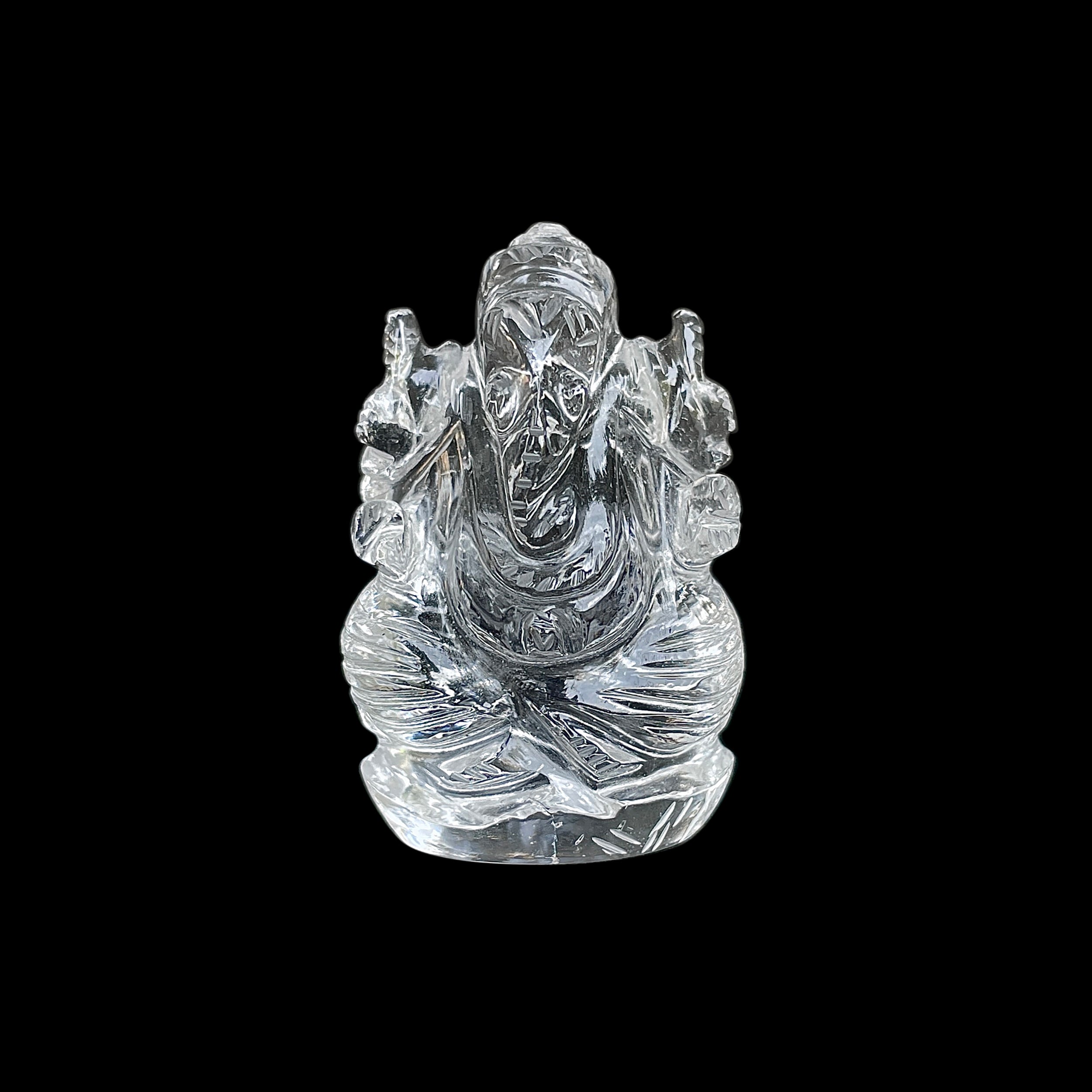 รูปเคารพพระพิฆเนศคริสตัลควอตซ์ 190 กะรัต สูง 4.5 ซม.(CST-MRT-18.)