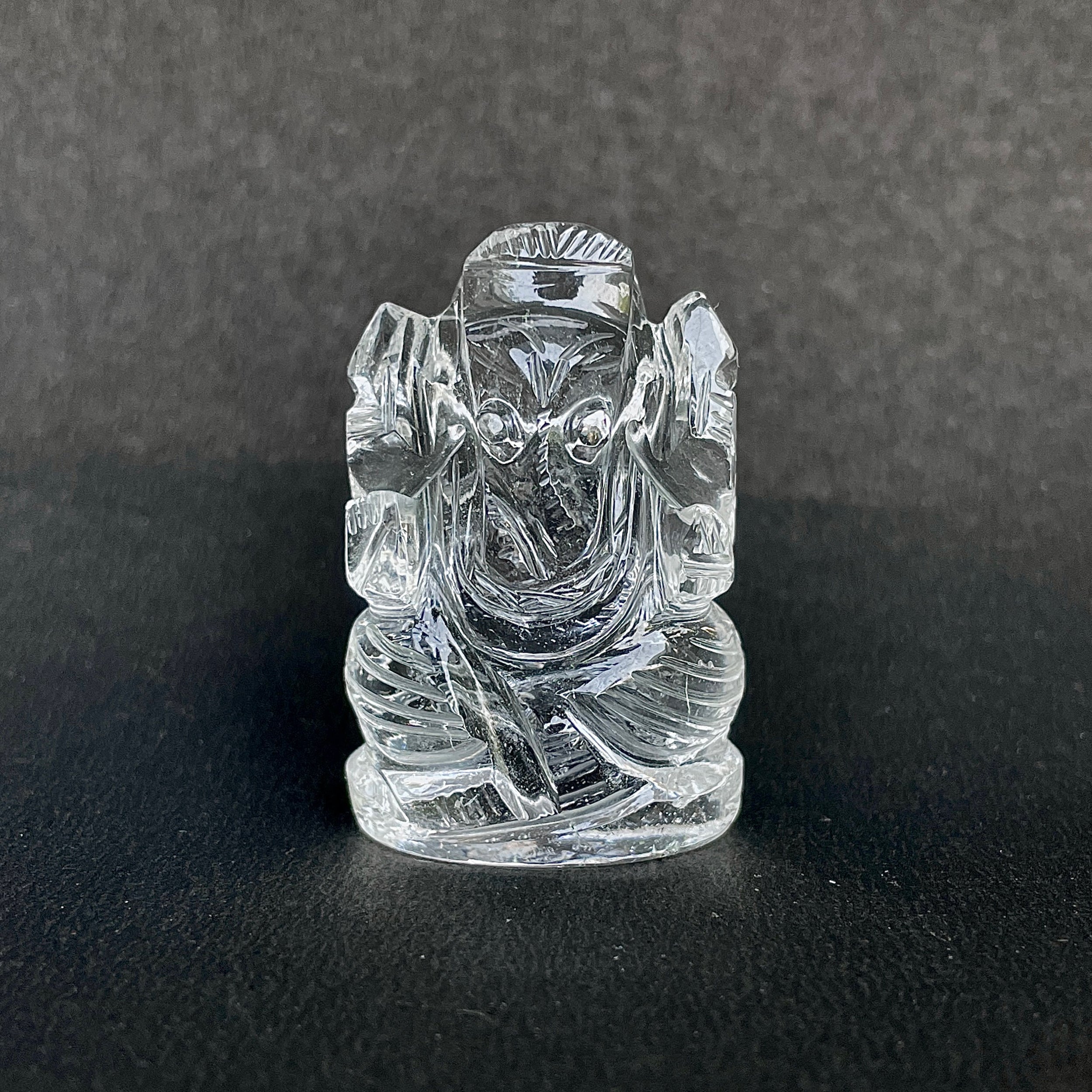 รูปเคารพพระพิฆเนศคริสตัลควอตซ์ 202 กะรัต สูง 4.3 ซม.(CST-MRT-24.)