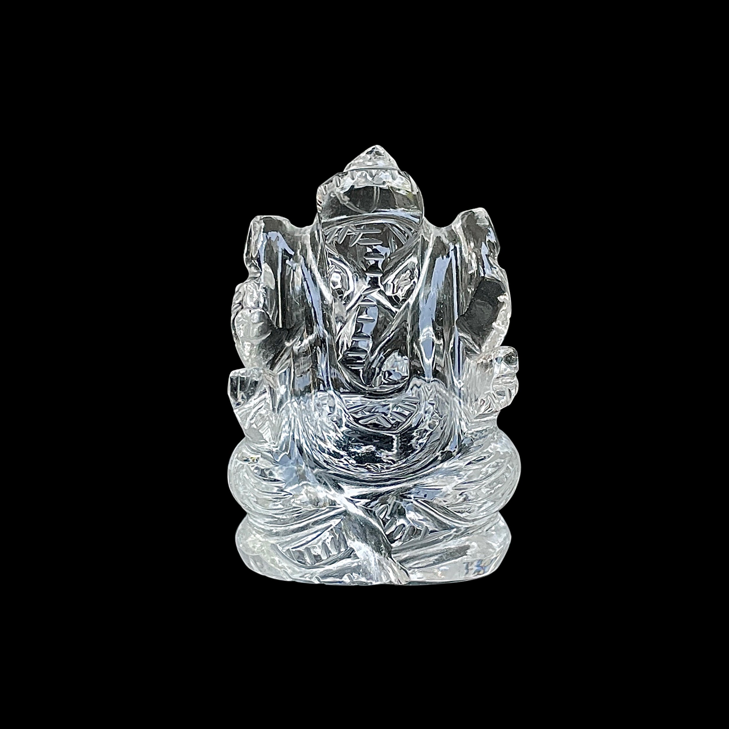Crystal Quartz Ganesha Idol 112.5 Carat Idol Height-3.8 CM-(CST-MRT-55.)