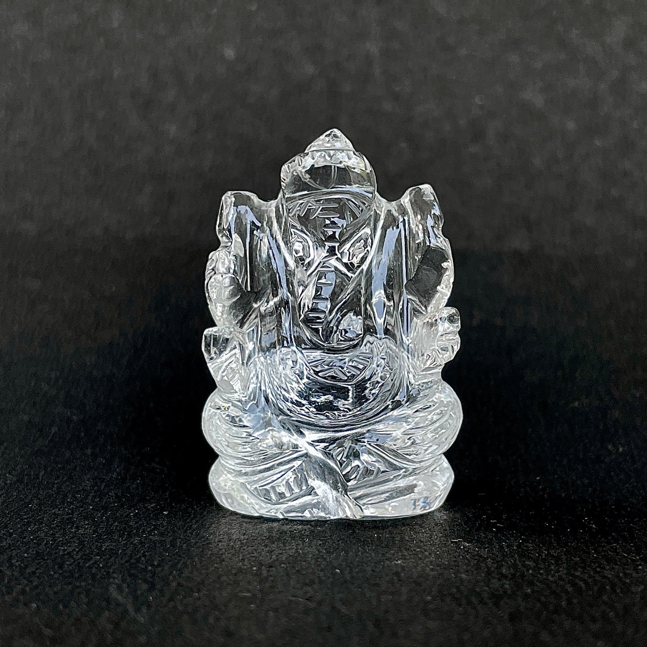 Crystal Quartz Ganesha Idol 112.5 Carat Idol Height-3.8 CM-(CST-MRT-55.)