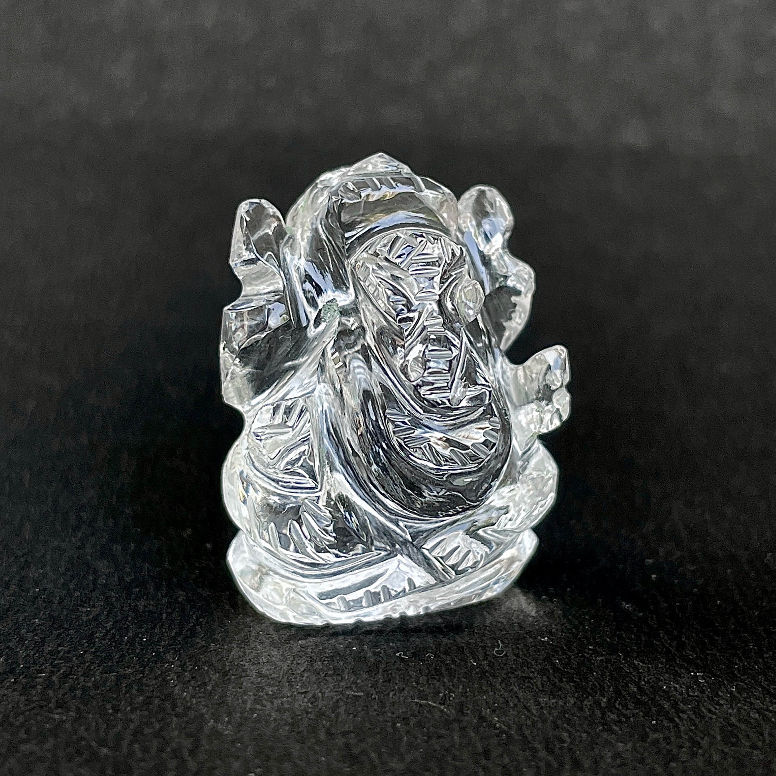 รูปเคารพพระพิฆเนศคริสตัลควอตซ์ 83 กะรัต สูง 3 ซม.(CST-MRT-58.)