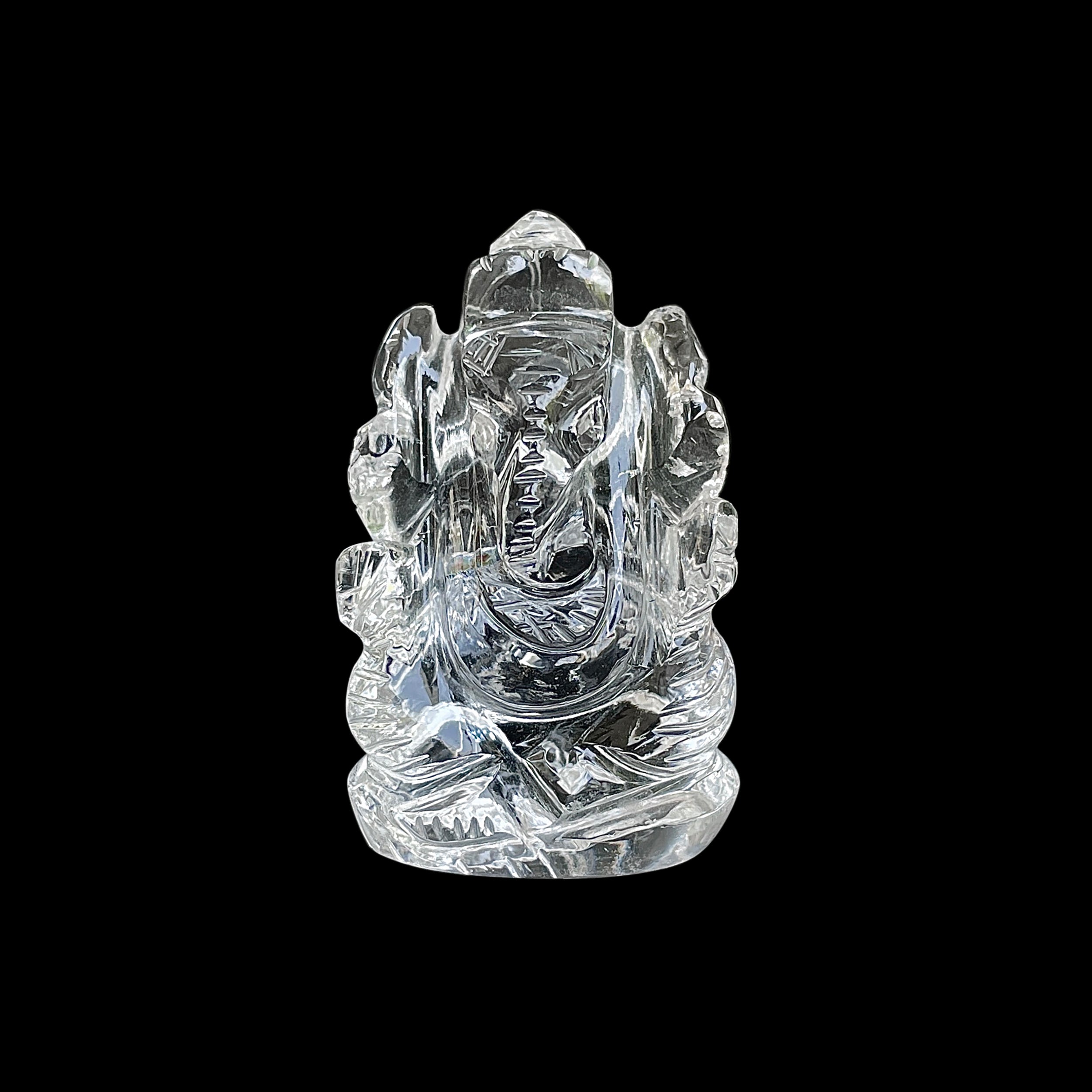 Crystal Quartz Ganesha Idol 128.5 Carat Idol Height-4 CM-(CST-MRT-64.)