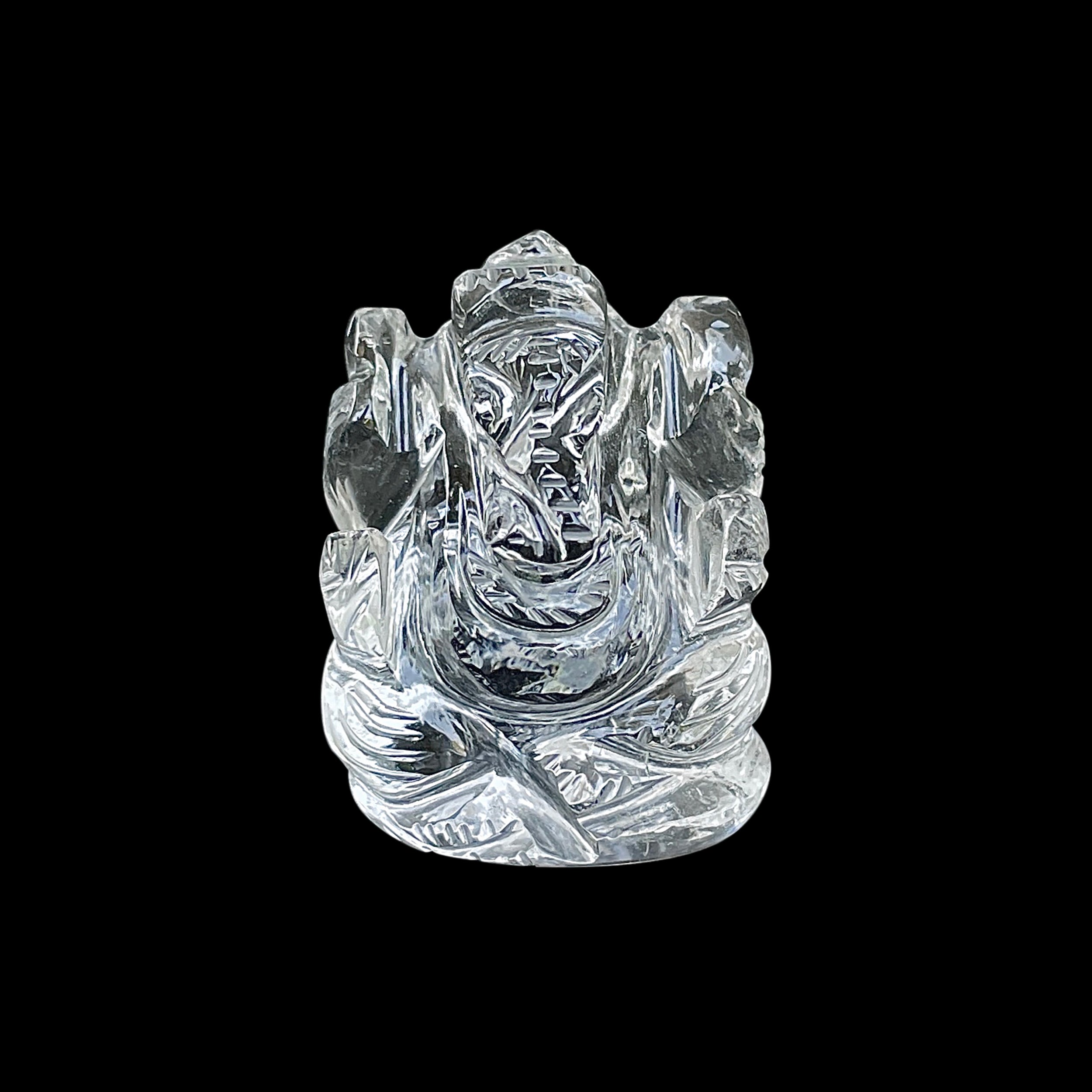 รูปเคารพพระพิฆเนศคริสตัลควอตซ์ 99.5 กะรัต สูง 3 ซม.(CST-MRT-69.)