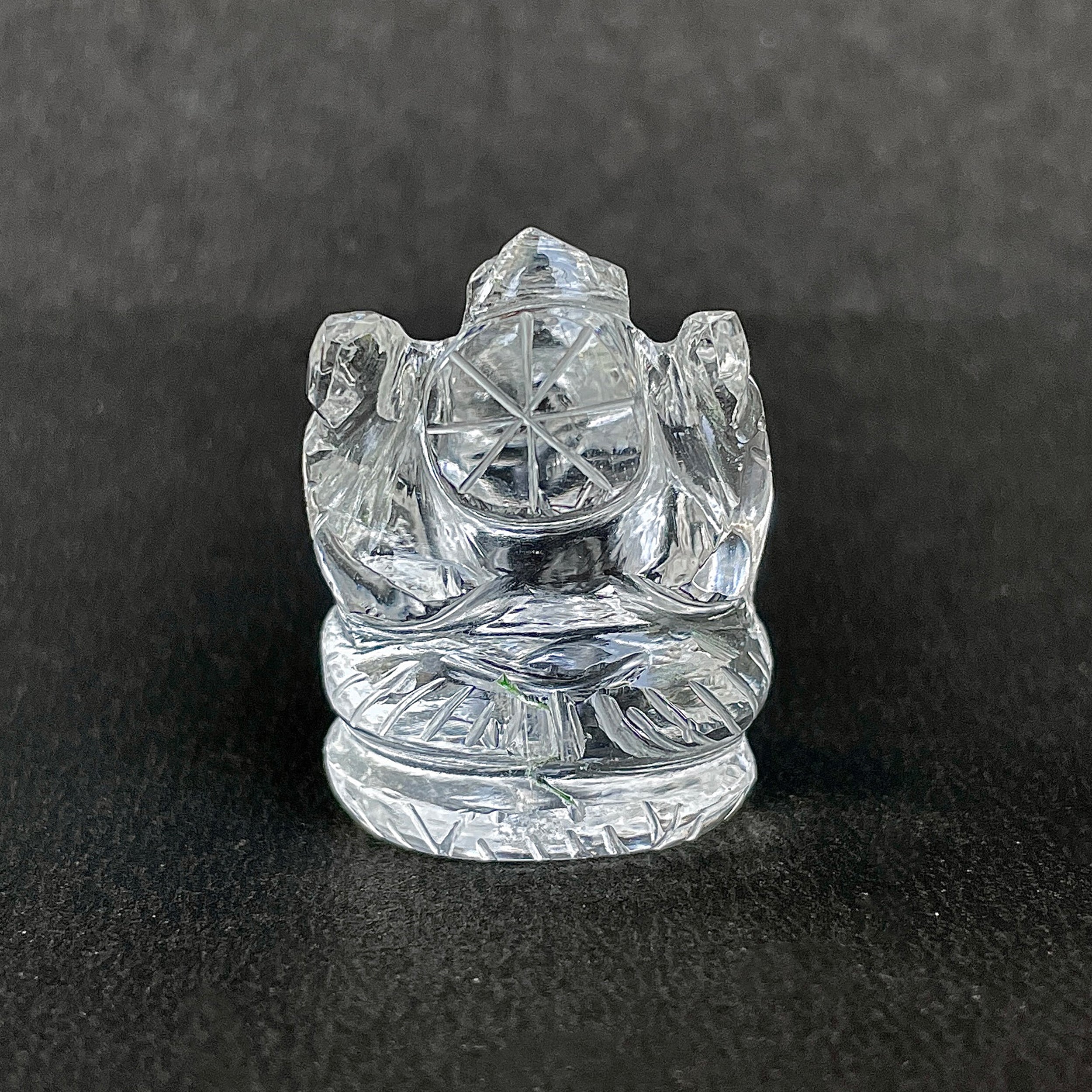 รูปเคารพพระพิฆเนศคริสตัลควอตซ์ 99.5 กะรัต สูง 3 ซม.(CST-MRT-69.)