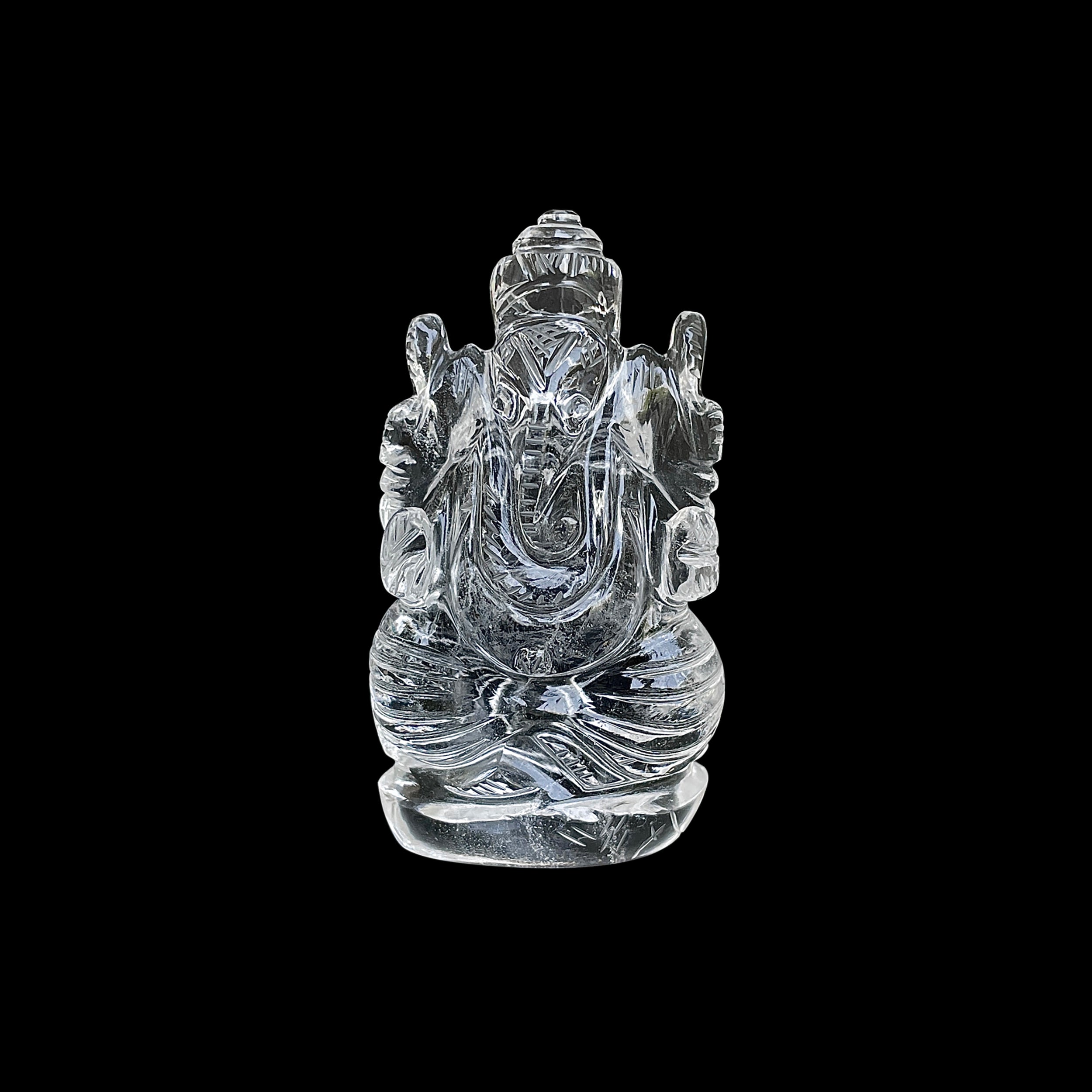 รูปเคารพพระพิฆเนศคริสตัลควอตซ์ 388 กะรัต สูง 6.8 ซม.(CST-MRT-71.)
