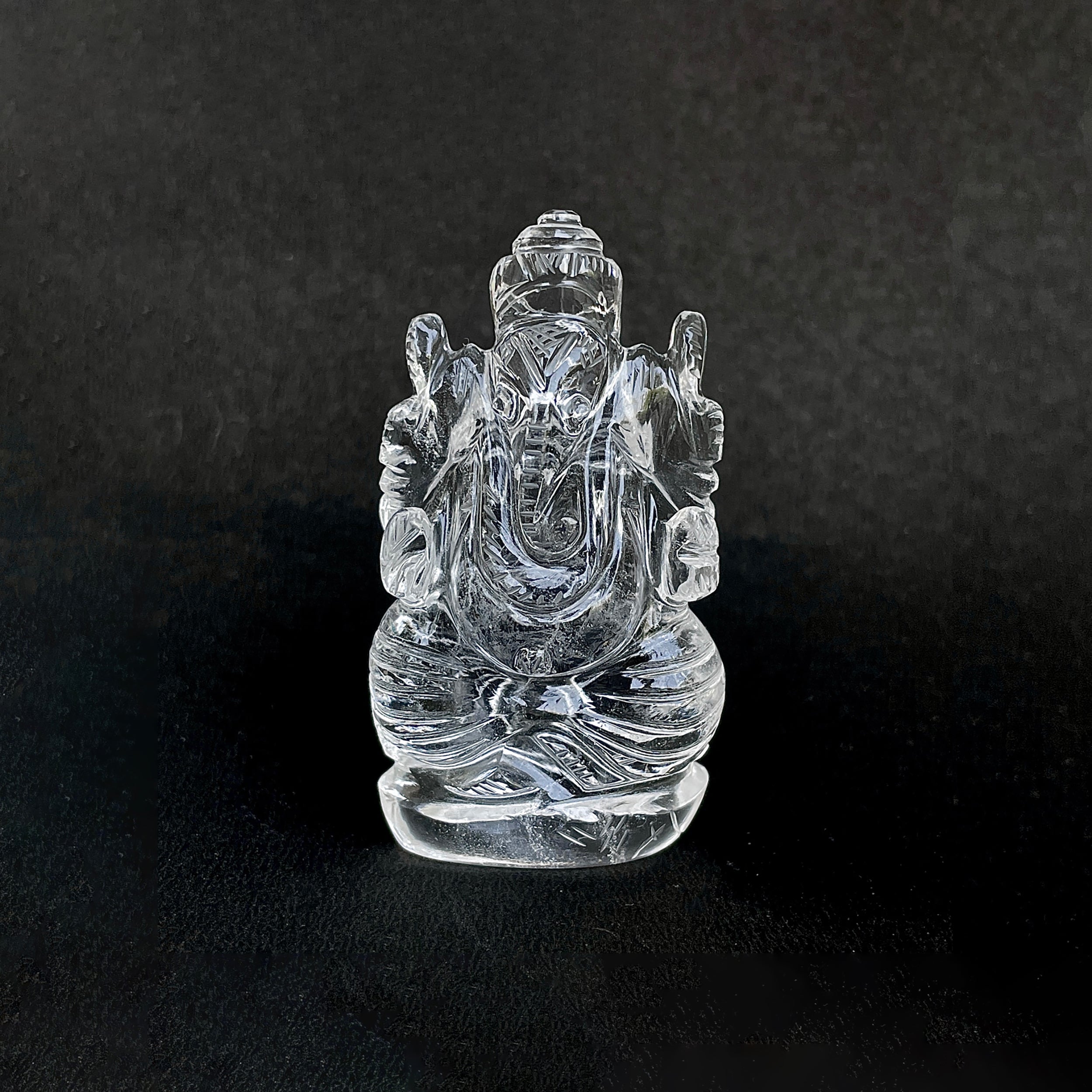 รูปเคารพพระพิฆเนศคริสตัลควอตซ์ 388 กะรัต สูง 6.8 ซม.(CST-MRT-71.)