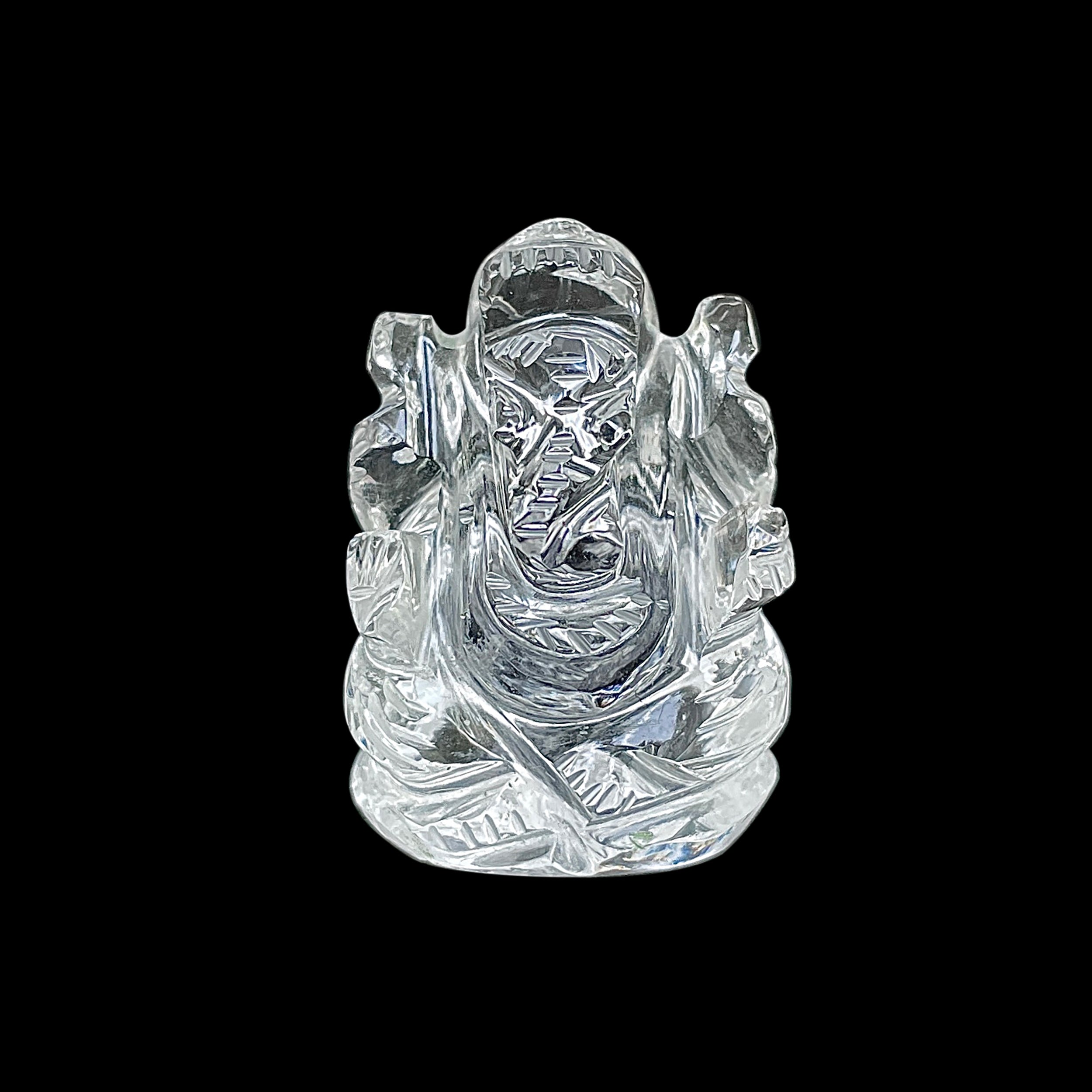 รูปเคารพพระพิฆเนศคริสตัลควอตซ์ 97.5 กะรัต สูง 3 ซม.(CST-MRT-88.)