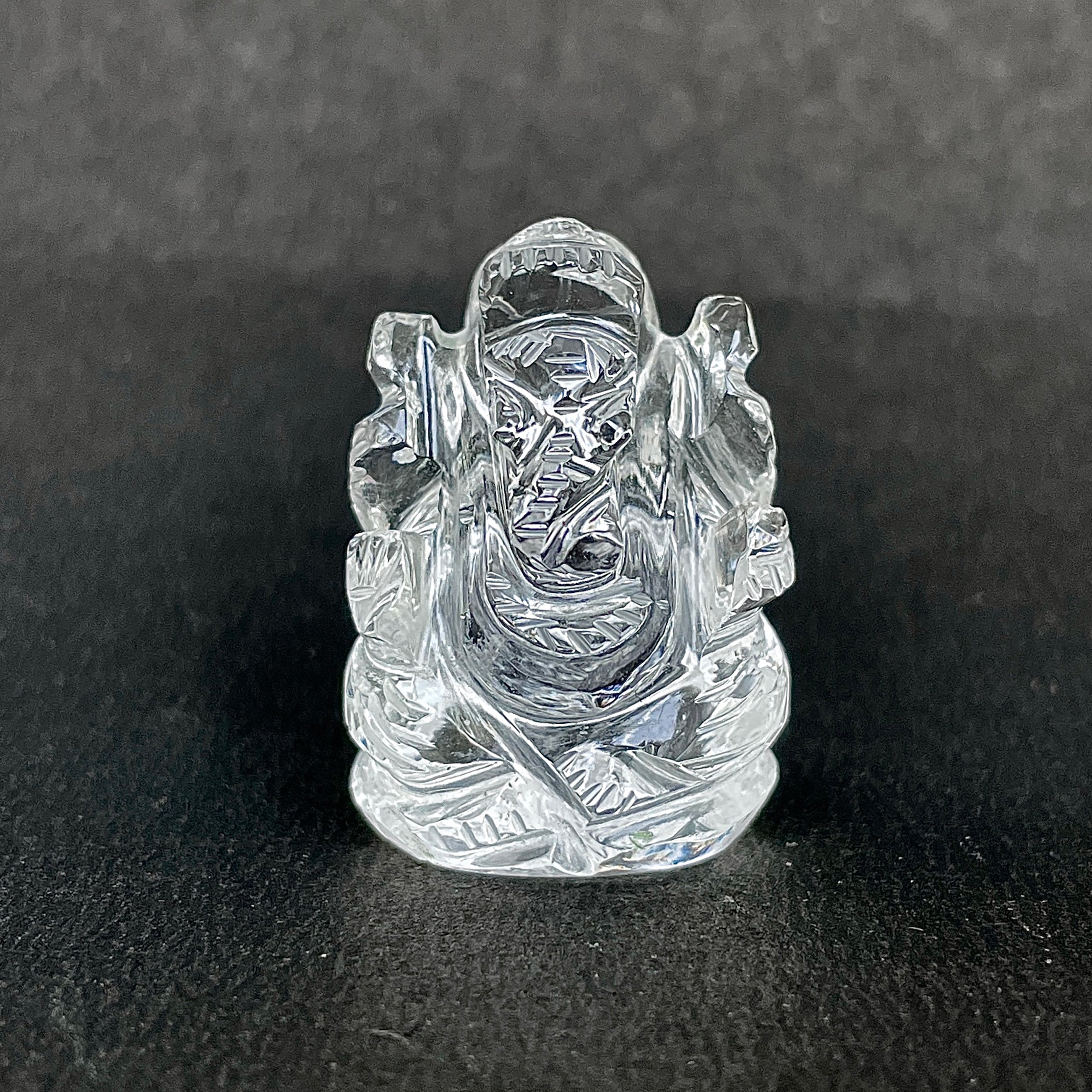 รูปเคารพพระพิฆเนศคริสตัลควอตซ์ 97.5 กะรัต สูง 3 ซม.(CST-MRT-88.)