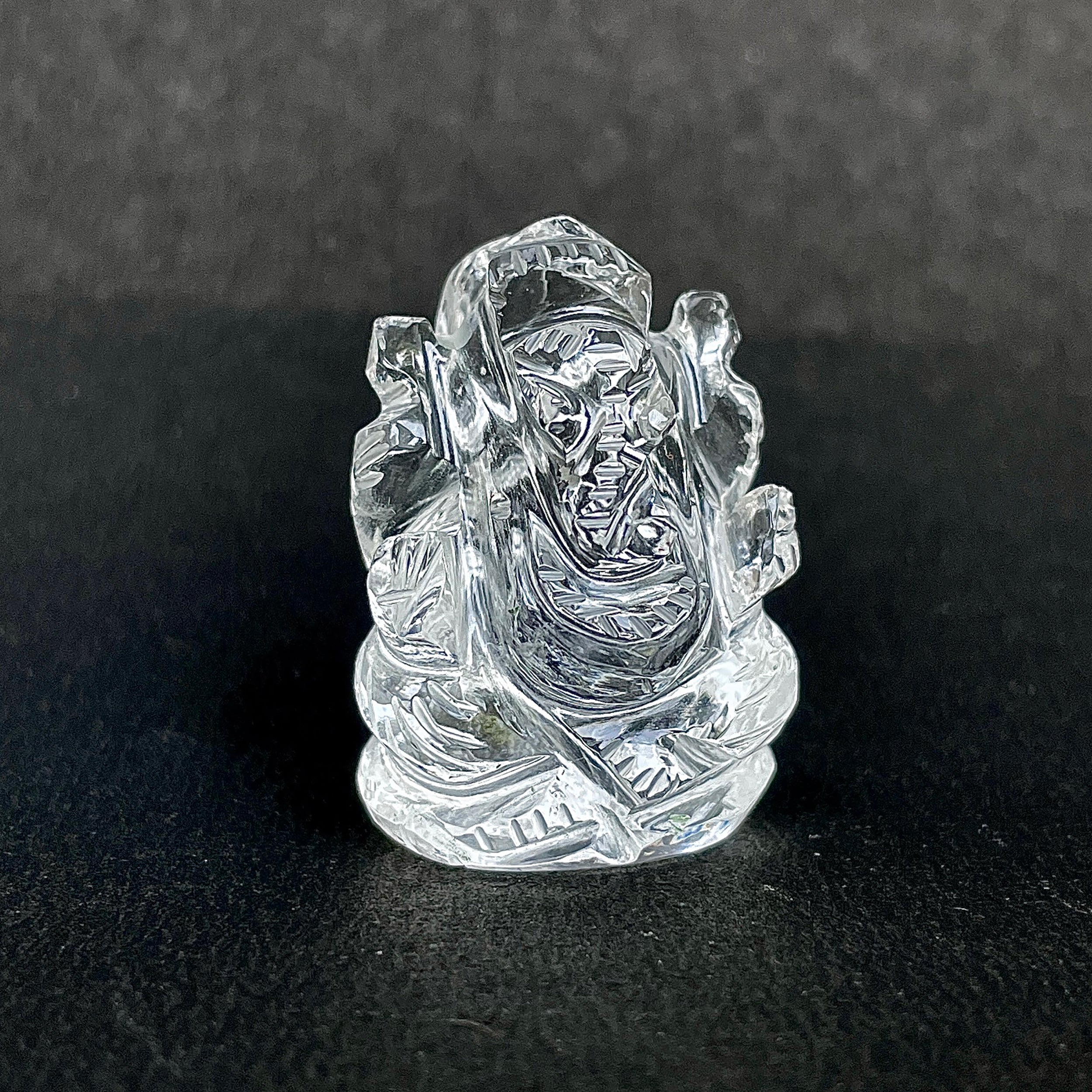 รูปเคารพพระพิฆเนศคริสตัลควอตซ์ 97.5 กะรัต สูง 3 ซม.(CST-MRT-88.)