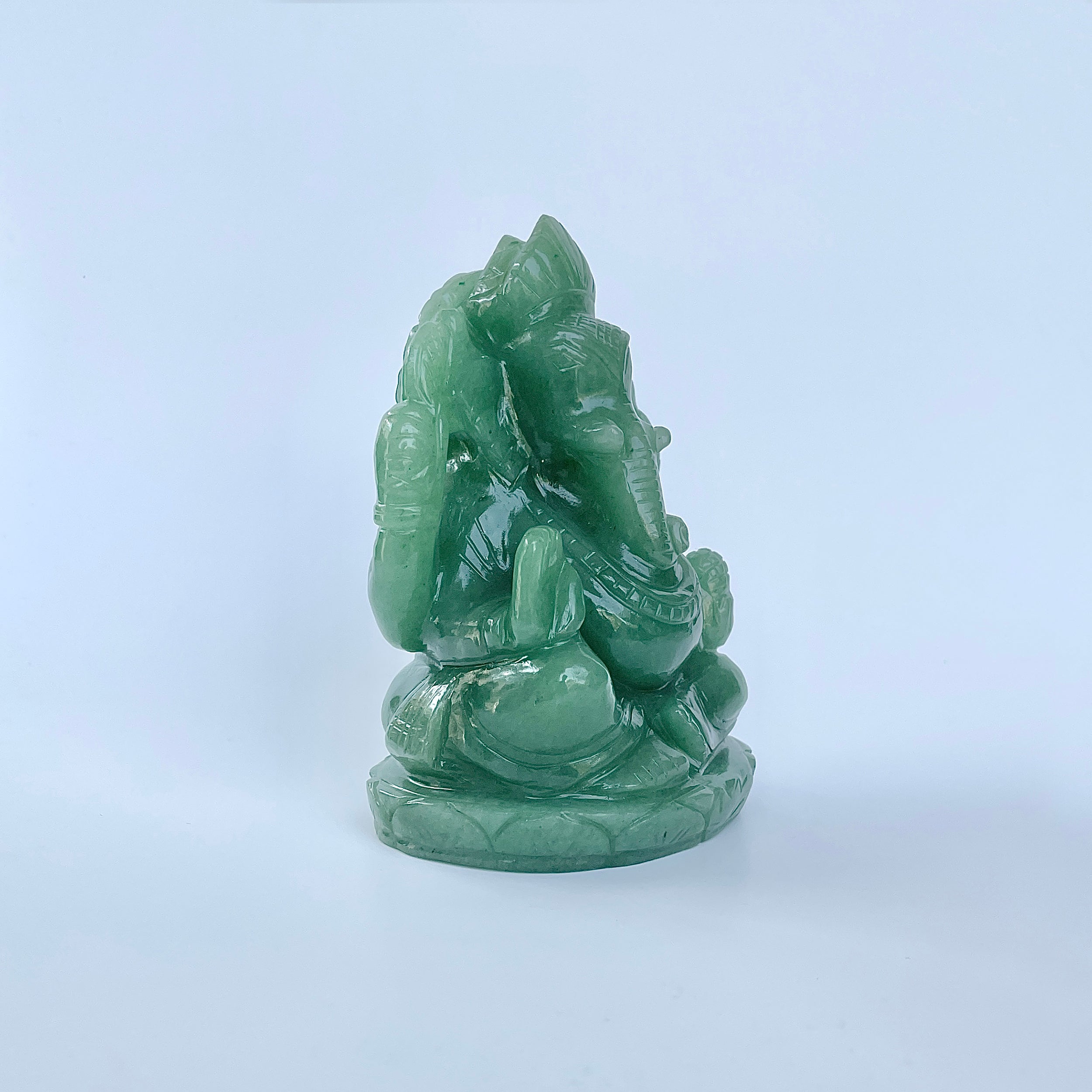 เทวรูปพระพิฆเนศเขียวอเวนเจอรีน 3615 กะรัต ส่วนสูง :-12.1 CM-(GAV-MRT-1.)