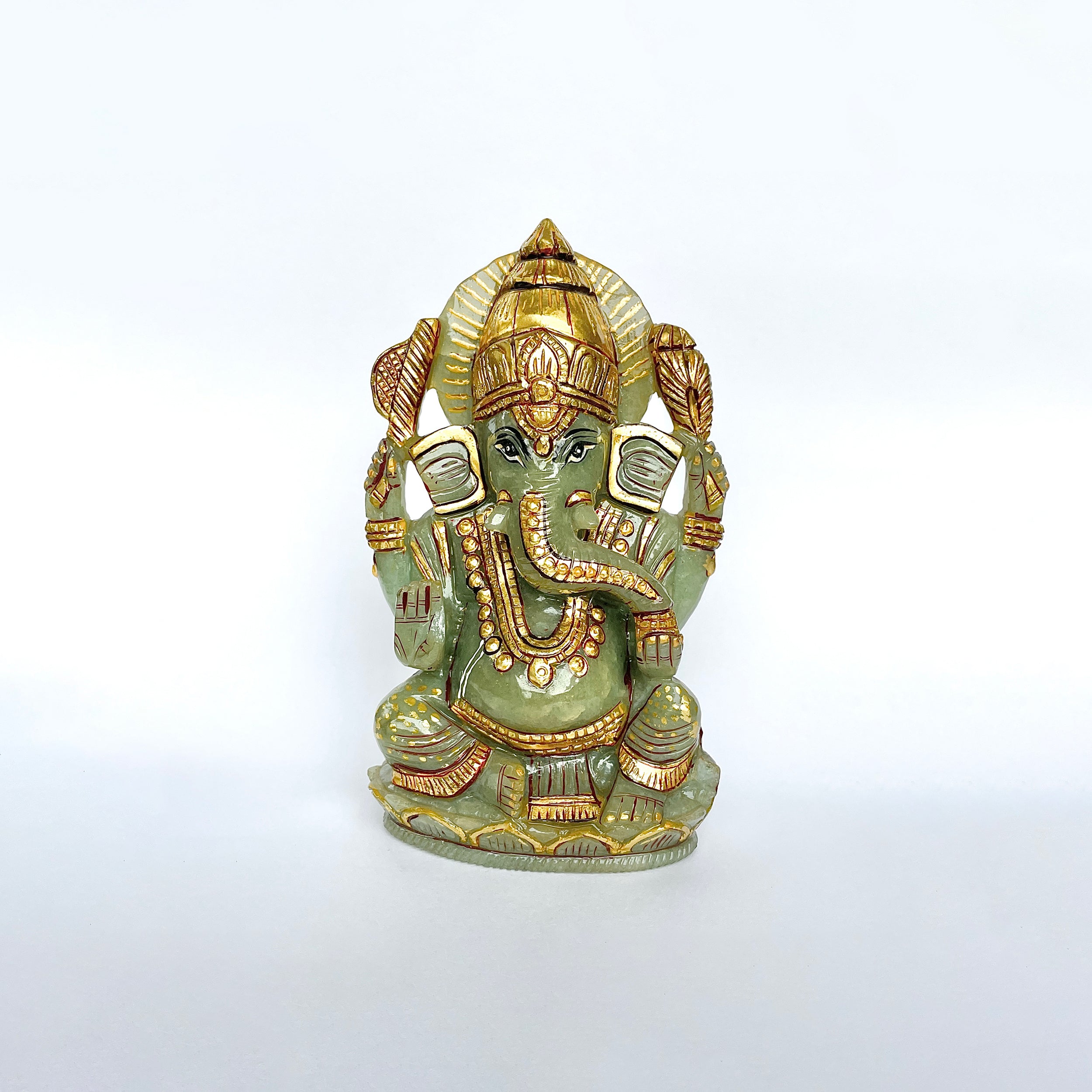 เทวรูปพระพิฆเนศสีเขียว Aventurine 2900 กะรัต เทวรูป สูง -15 CM -(GAV-MRT-10.)