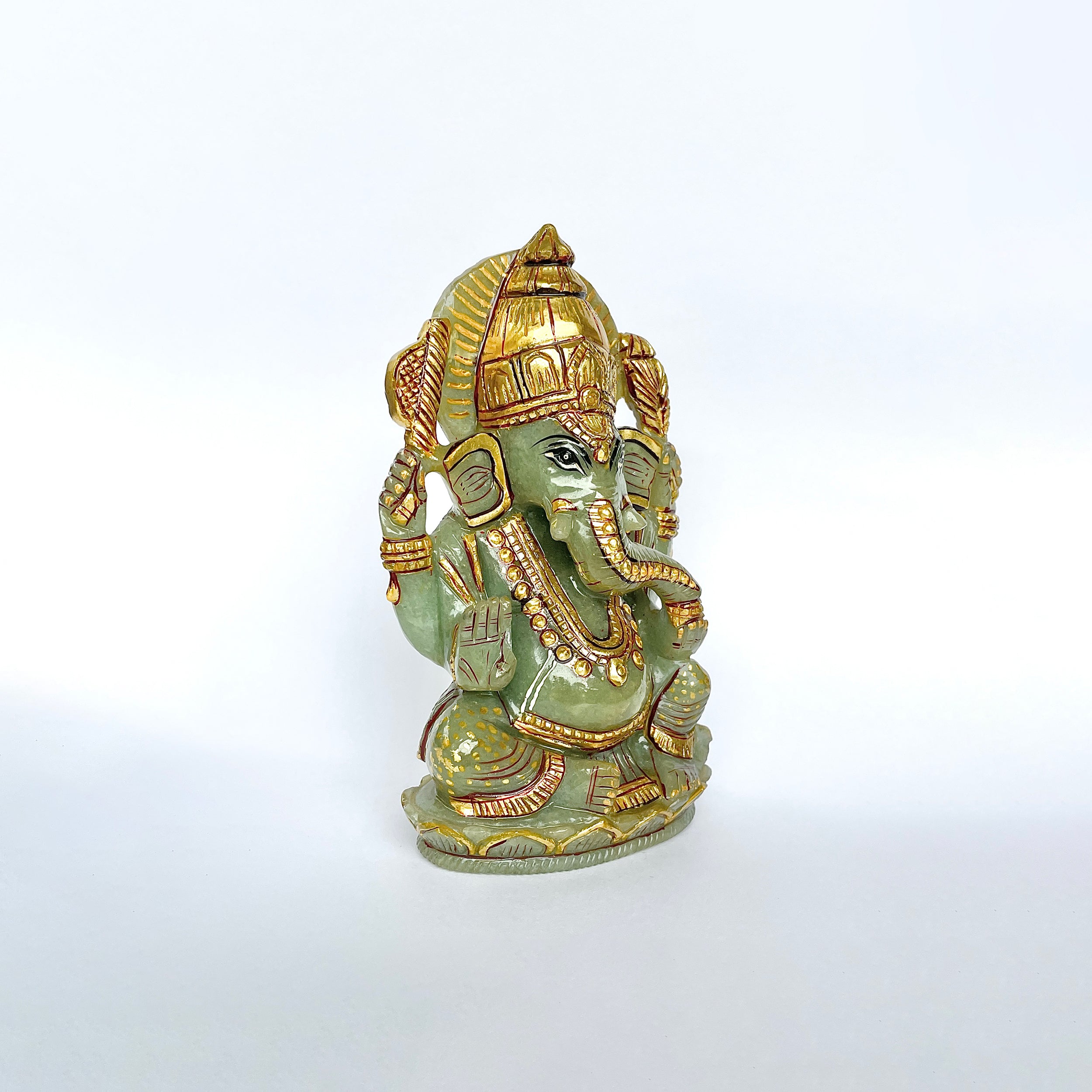 เทวรูปพระพิฆเนศสีเขียว Aventurine 2900 กะรัต เทวรูป สูง -15 CM -(GAV-MRT-10.)