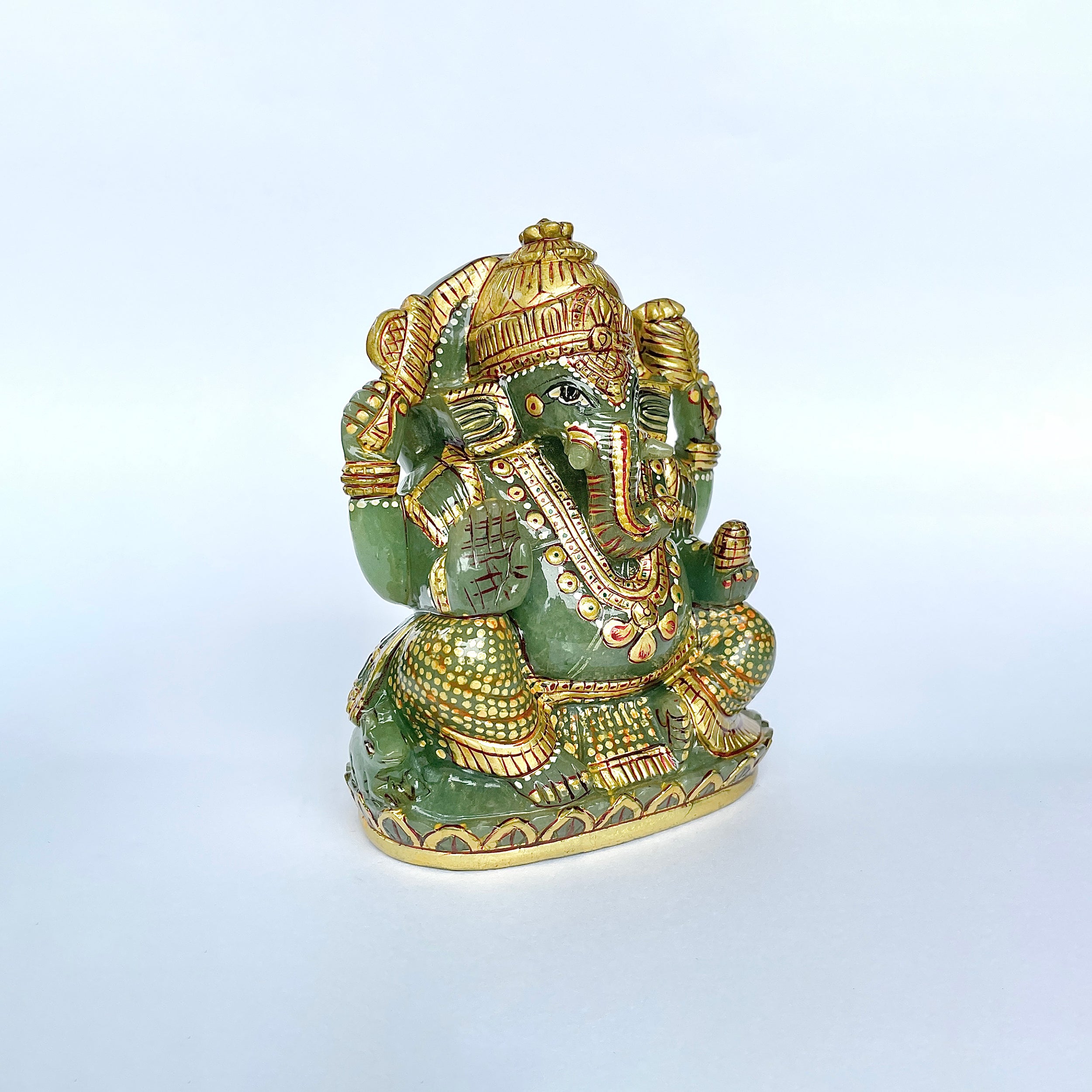 เทวรูปพระพิฆเนศสีเขียว Aventurine 3044 กะรัต เทวรูป สูง-11 CM-(GAV-MRT-11.)