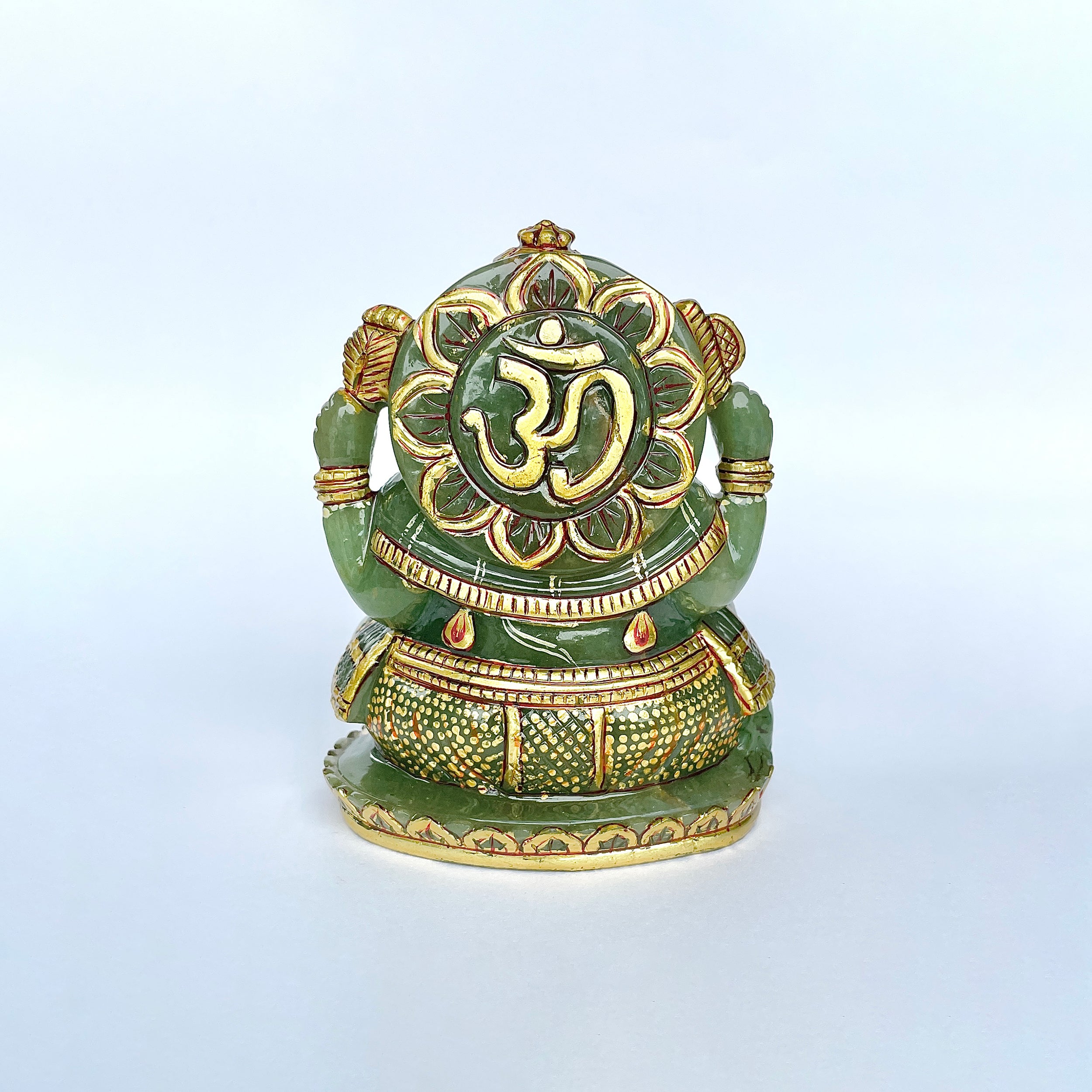 เทวรูปพระพิฆเนศสีเขียว Aventurine 3044 กะรัต เทวรูป สูง-11 CM-(GAV-MRT-11.)