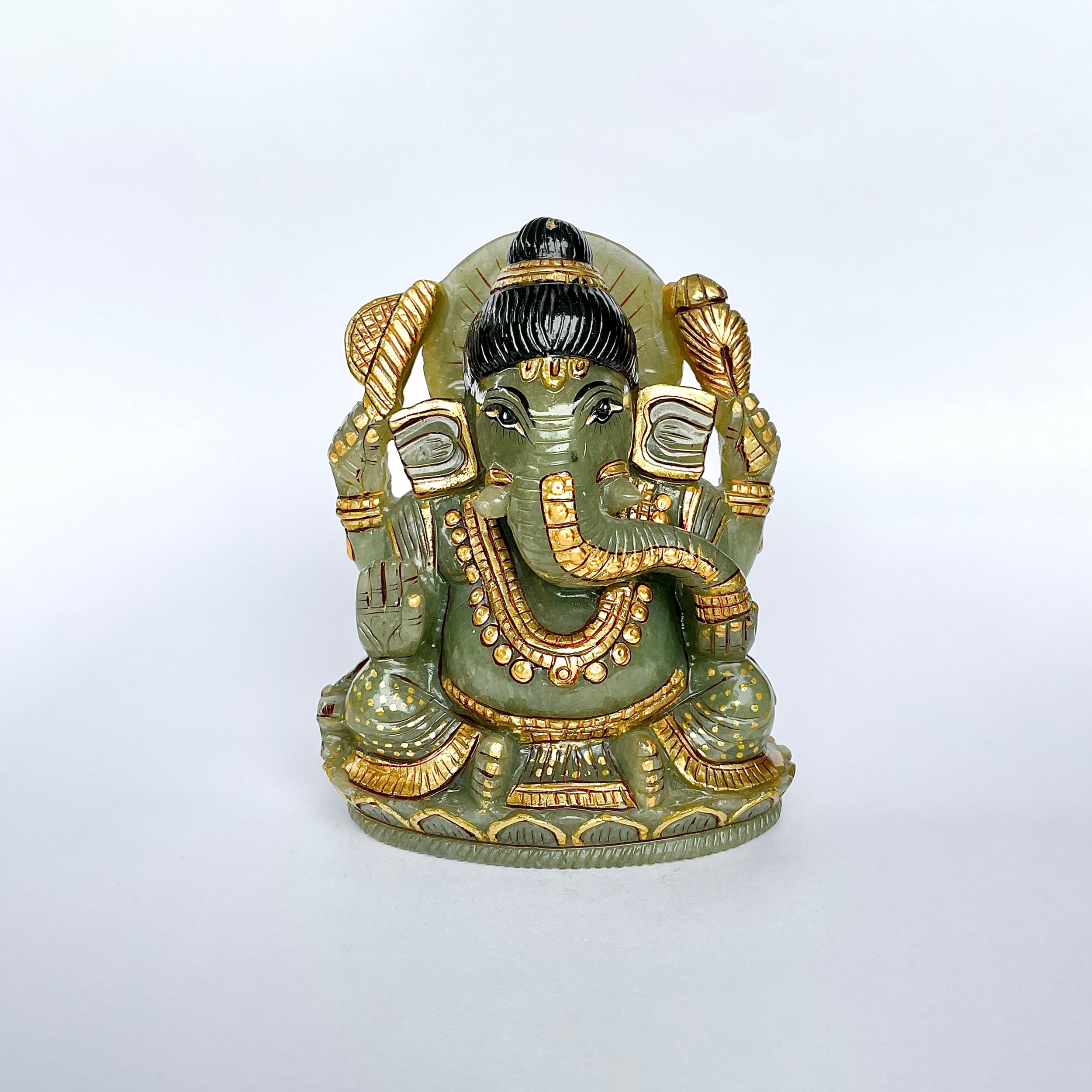 เทวรูปพระพิฆเนศเขียวอเวนทูรีน 3266 กะรัต สูง-12 CM-(GAV-MRT-12.)