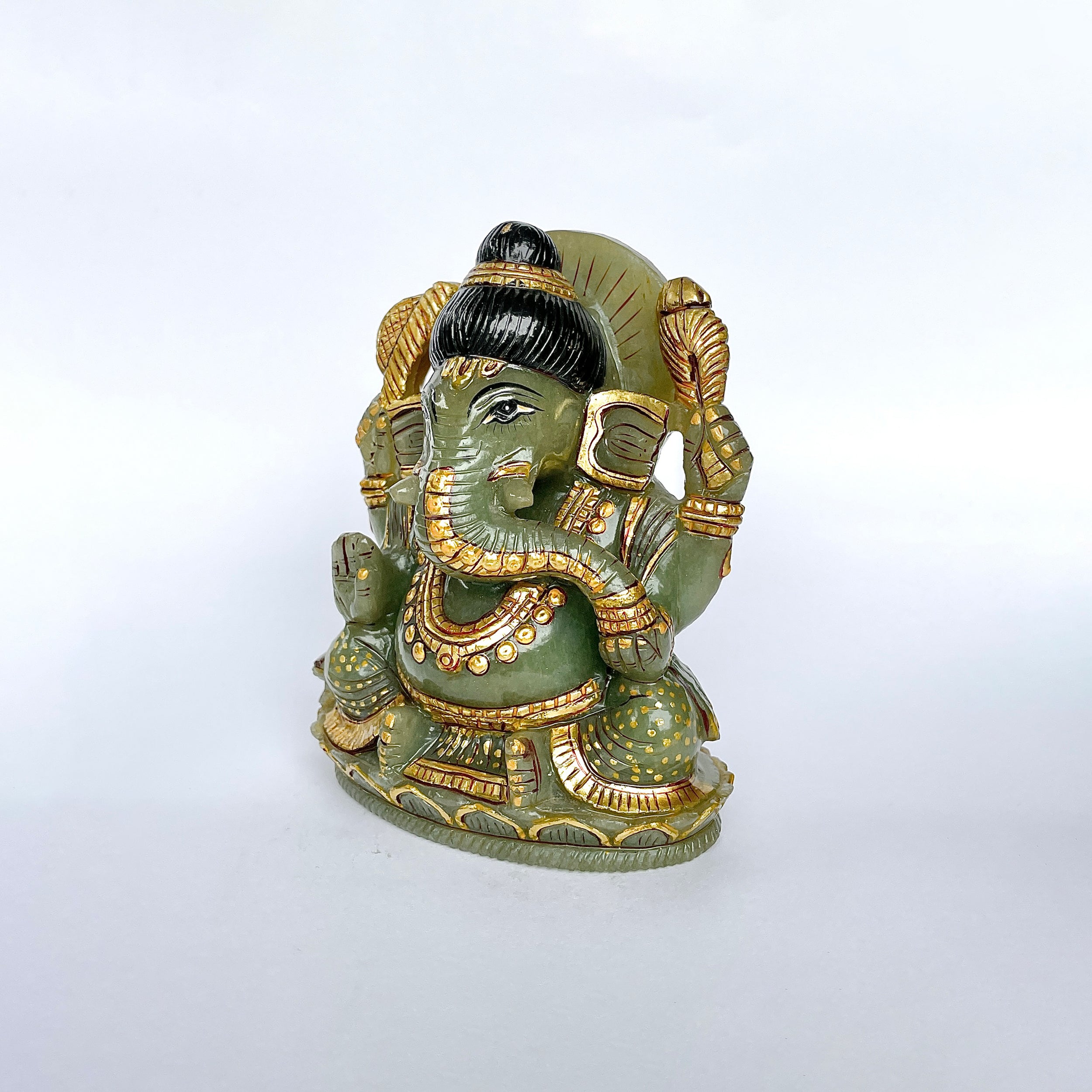 เทวรูปพระพิฆเนศเขียวอเวนทูรีน 3266 กะรัต สูง-12 CM-(GAV-MRT-12.)