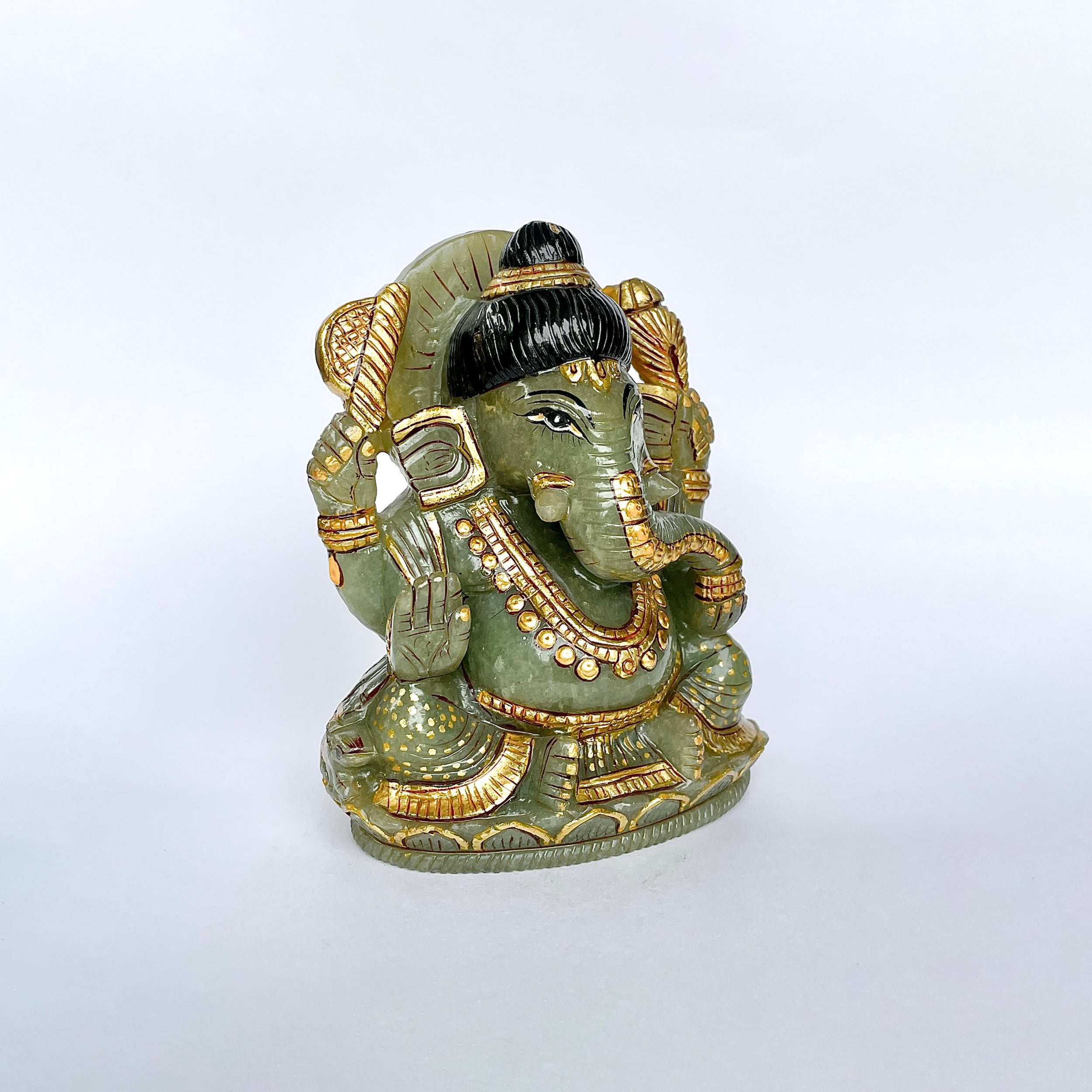 เทวรูปพระพิฆเนศเขียวอเวนทูรีน 3266 กะรัต สูง-12 CM-(GAV-MRT-12.)