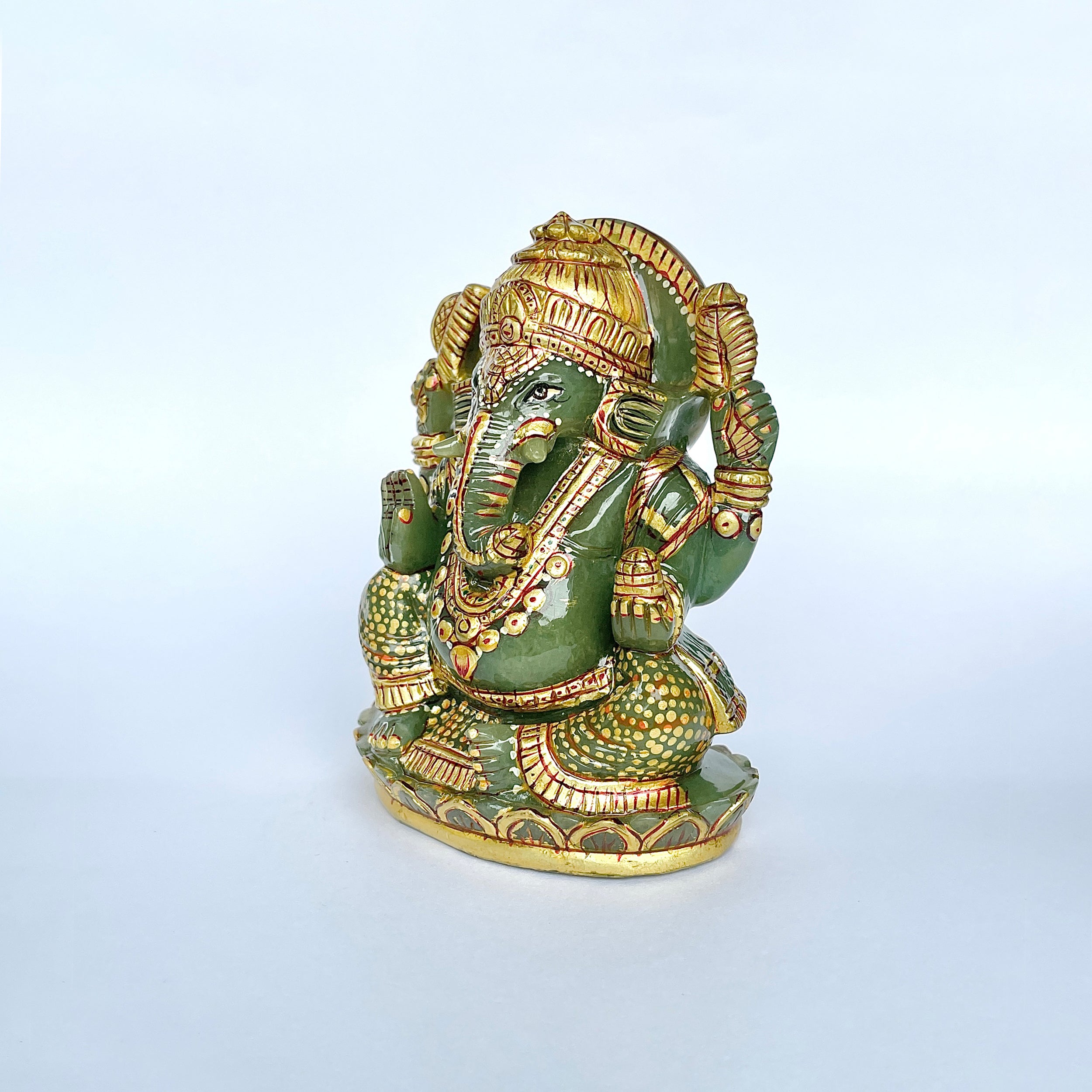 เทวรูปพระพิฆเนศสีเขียว Aventurine 2728 กะรัต เทวรูป สูง-11 CM-(GAV-MRT-13.)