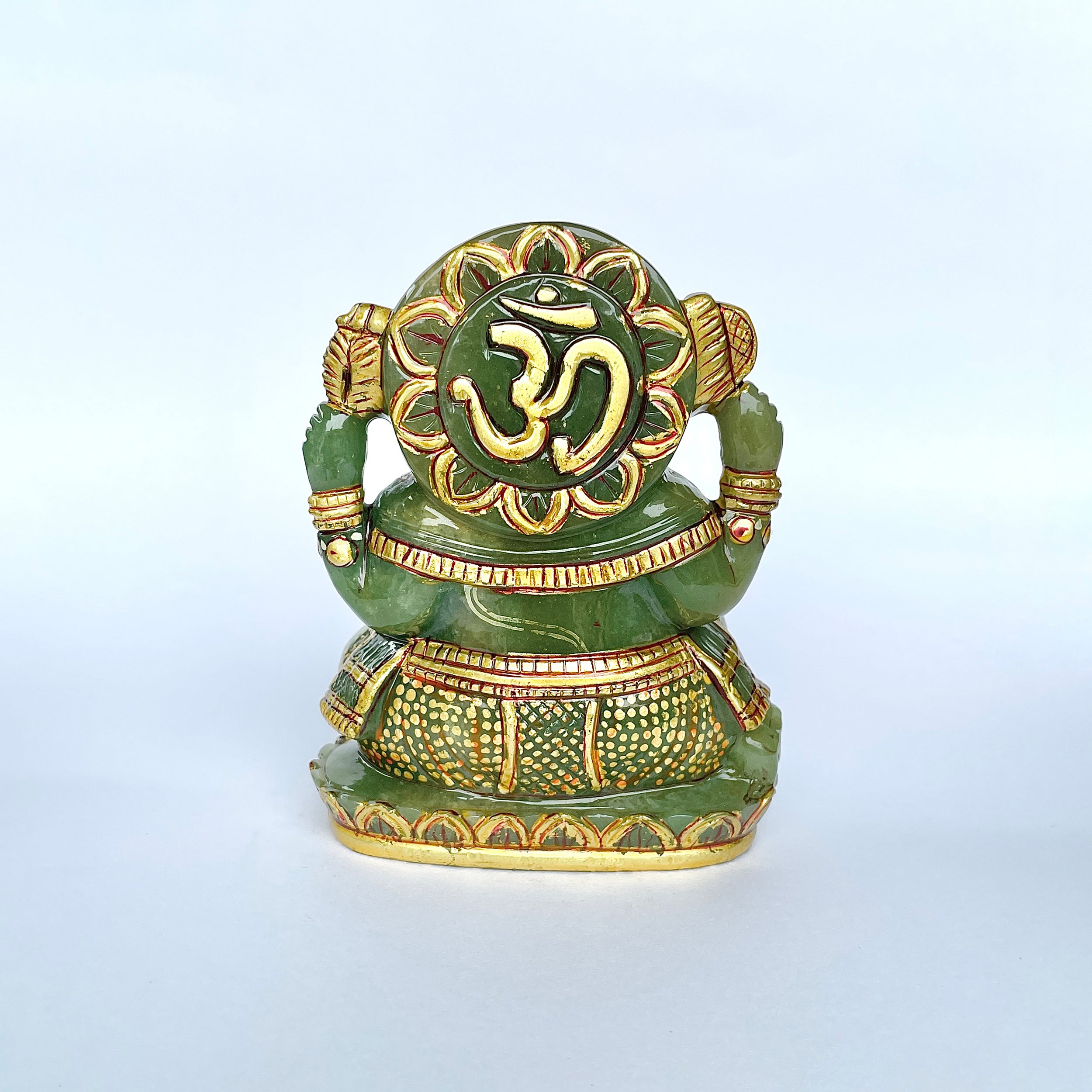เทวรูปพระพิฆเนศสีเขียว Aventurine 2728 กะรัต เทวรูป สูง-11 CM-(GAV-MRT-13.)