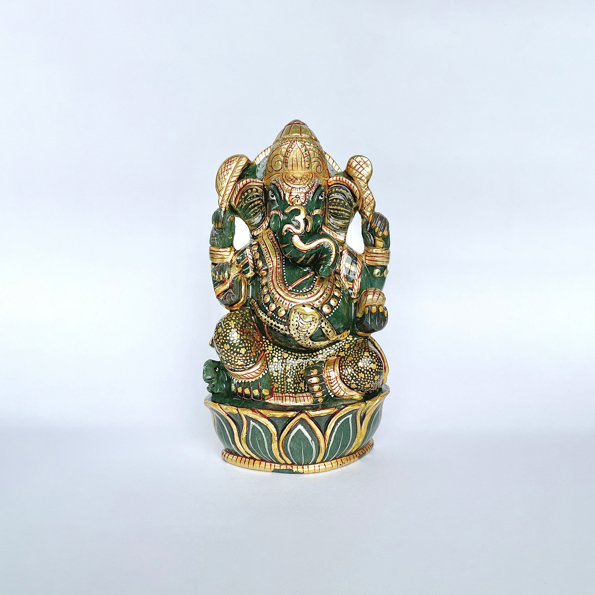 เทวรูปพระพิฆเนศสีเขียว Aventurine 4438 กะรัต เทวรูป ส่วนสูง-15.8 CM-(GAV-MRT-14.)
