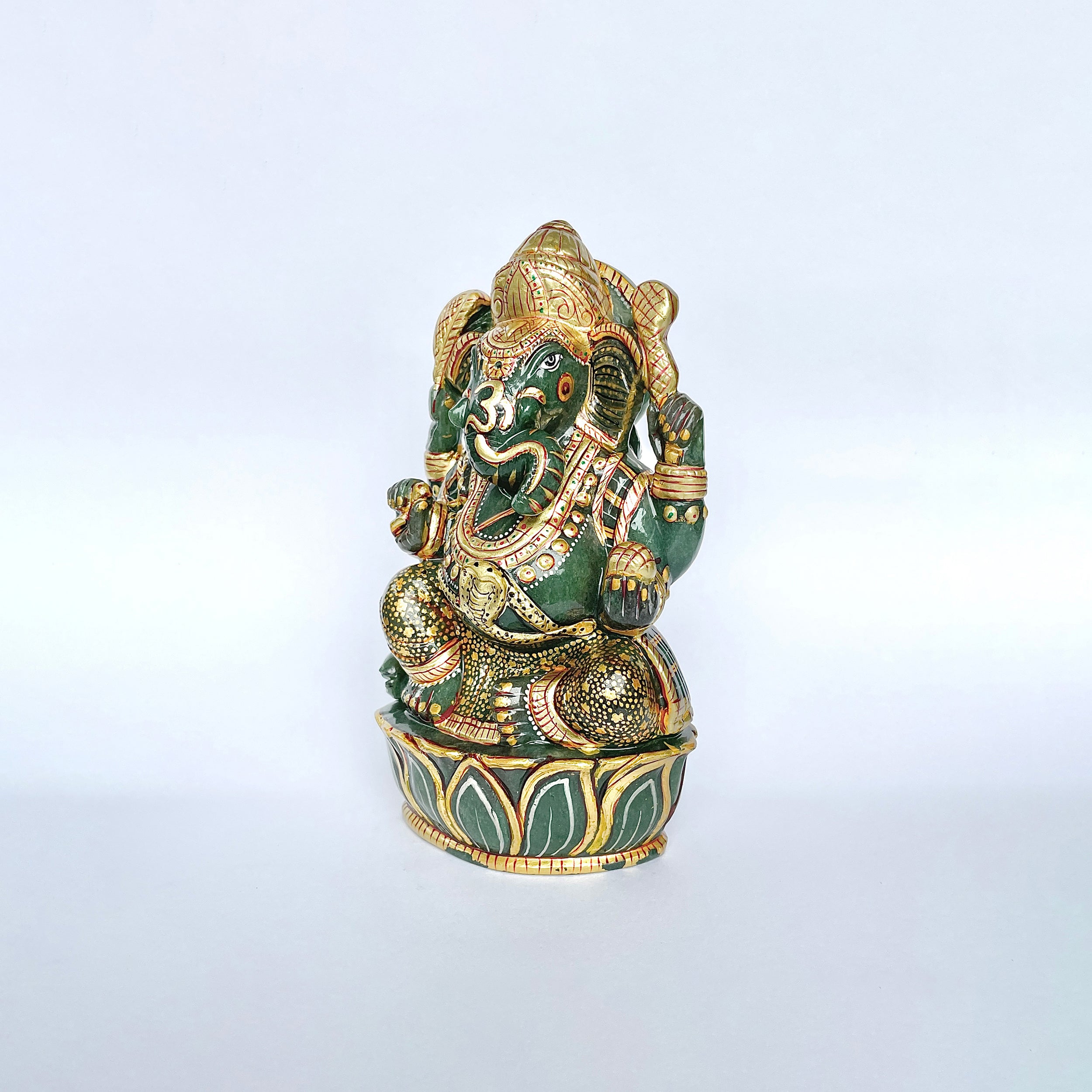 เทวรูปพระพิฆเนศสีเขียว Aventurine 4438 กะรัต เทวรูป ส่วนสูง-15.8 CM-(GAV-MRT-14.)