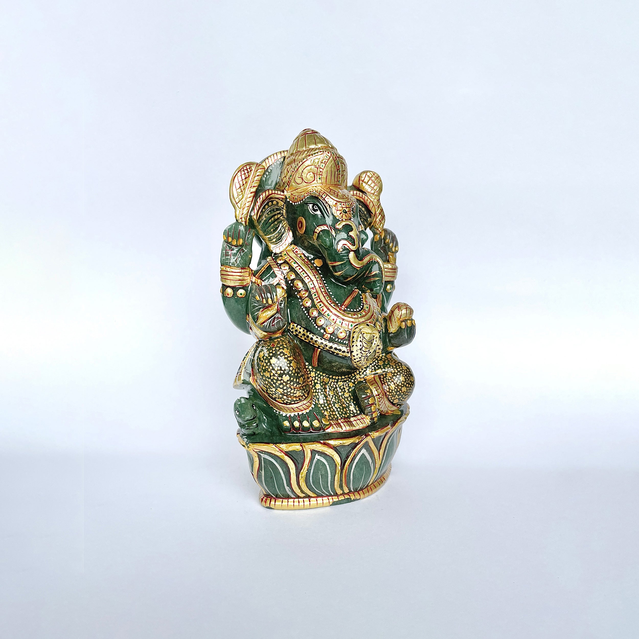 เทวรูปพระพิฆเนศสีเขียว Aventurine 4438 กะรัต เทวรูป ส่วนสูง-15.8 CM-(GAV-MRT-14.)