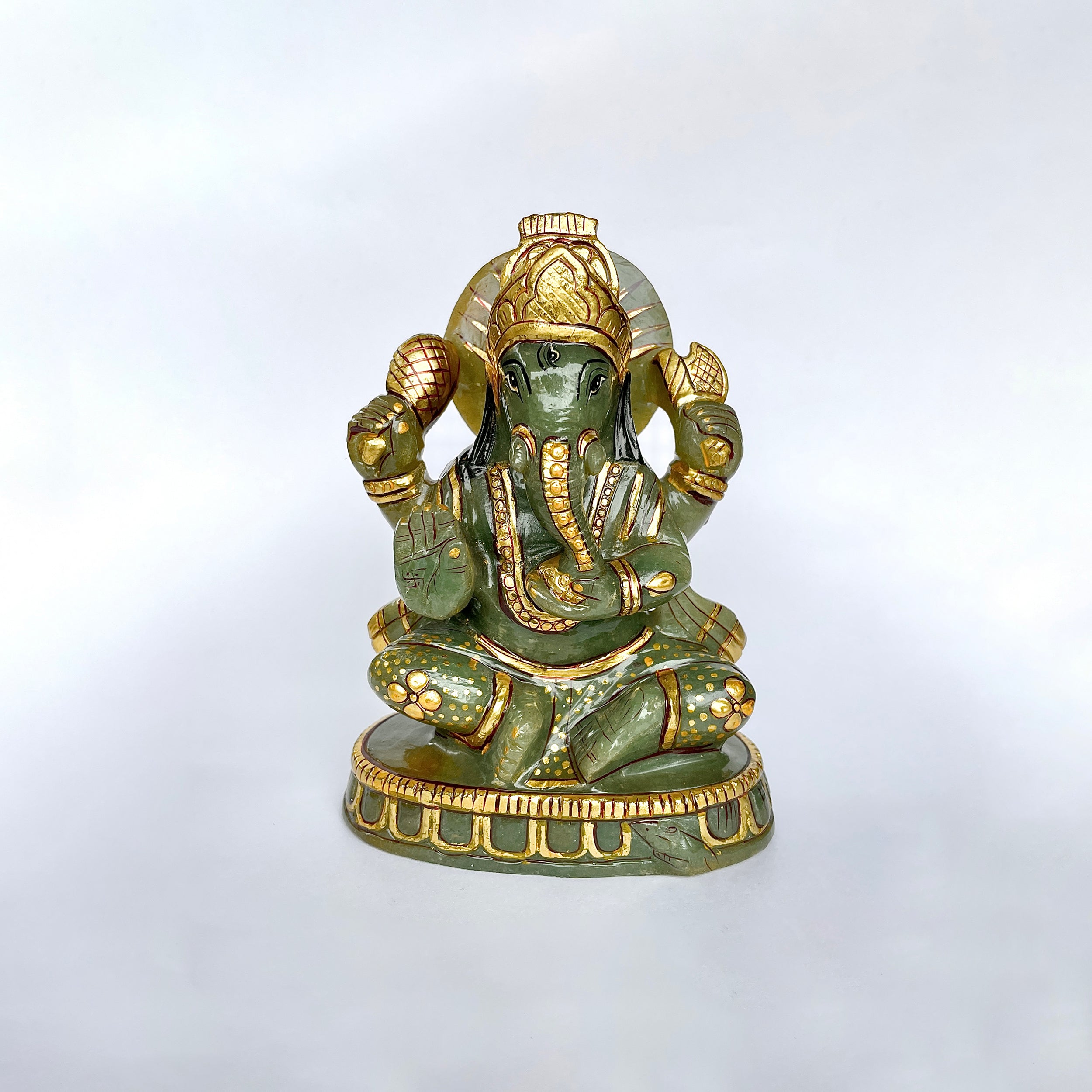 เทวรูปพระพิฆเนศเขียวอาเวนทูรีน 4188 กะรัต ส่วนสูง-14.5 CM-(GAV-MRT-15.)