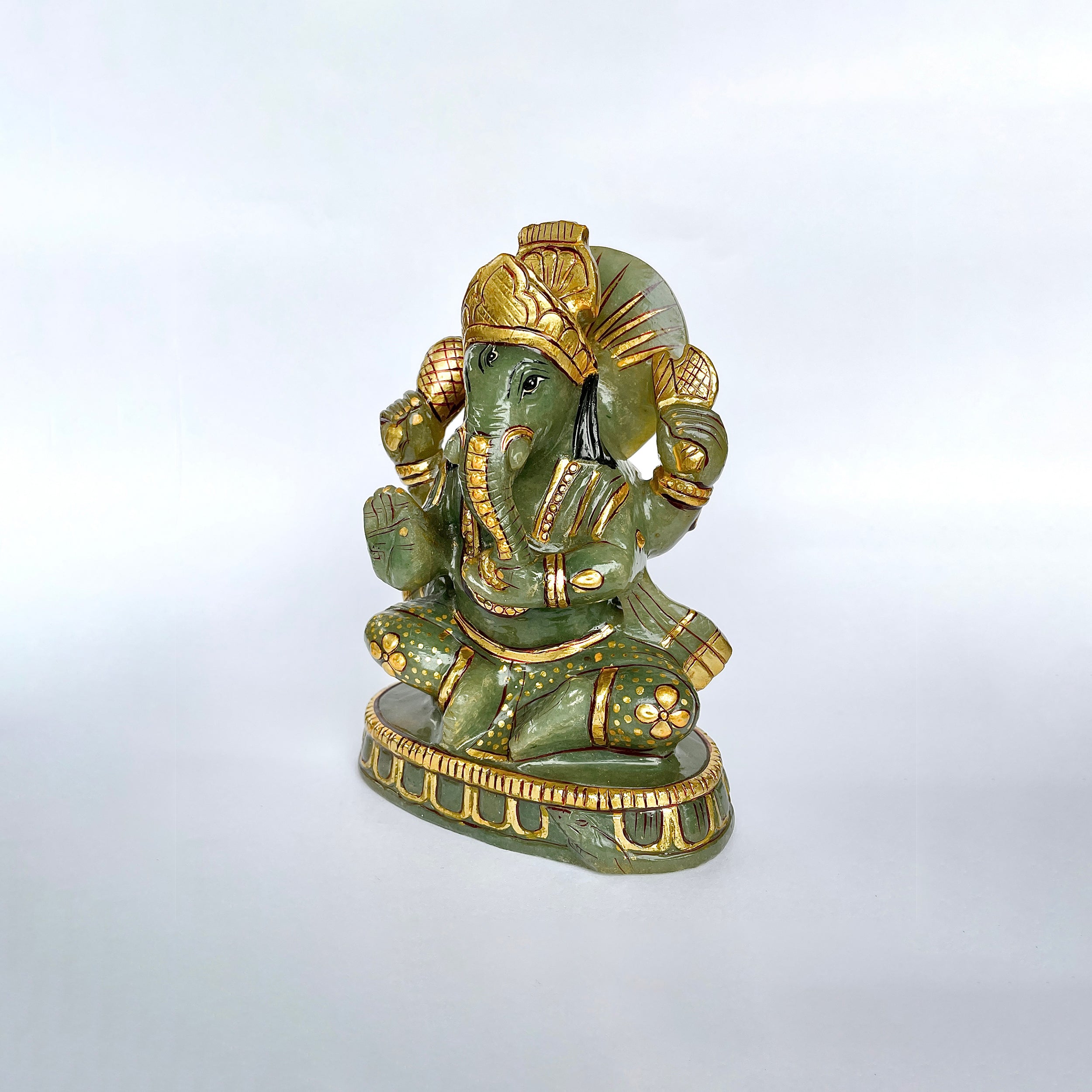 เทวรูปพระพิฆเนศเขียวอาเวนทูรีน 4188 กะรัต ส่วนสูง-14.5 CM-(GAV-MRT-15.)