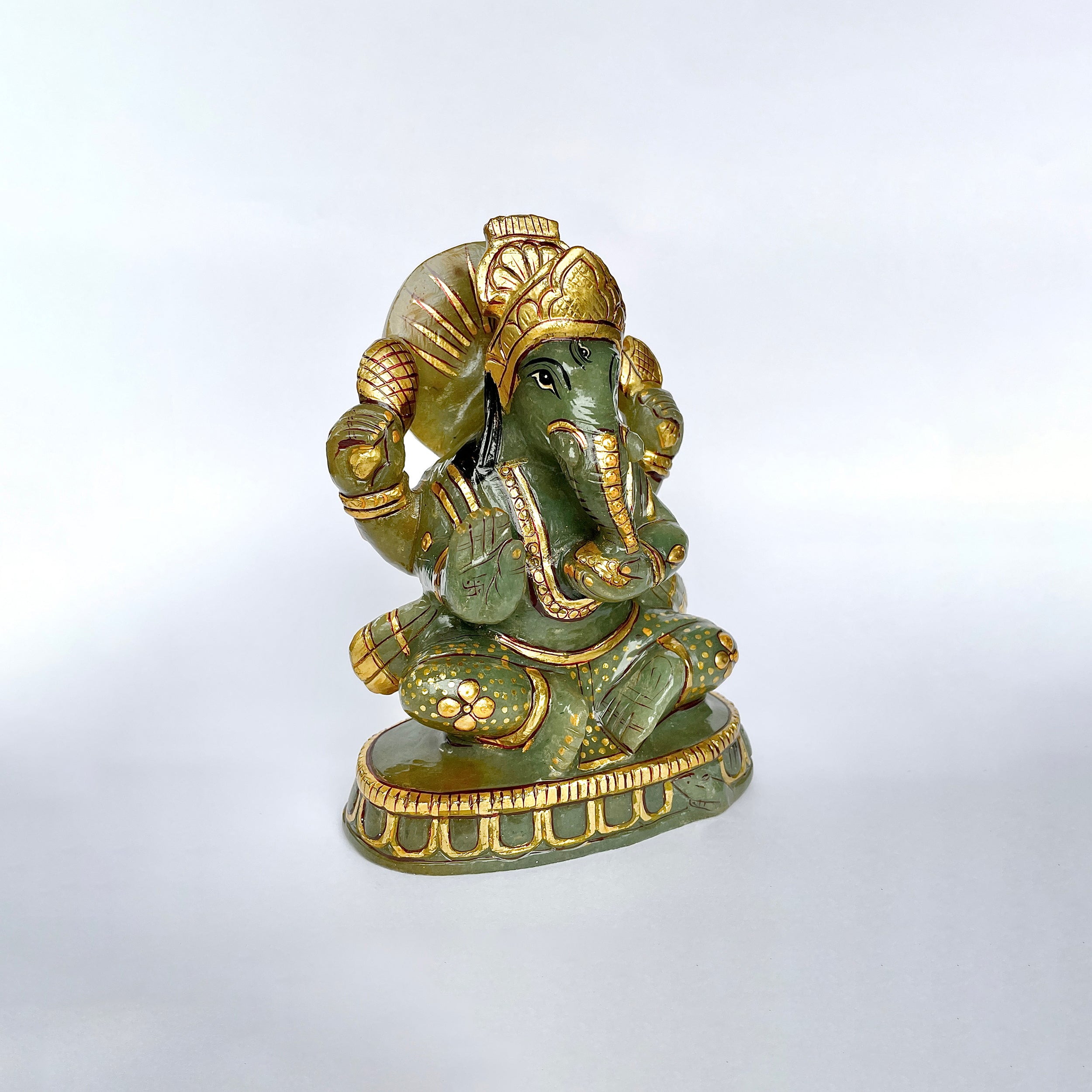 เทวรูปพระพิฆเนศเขียวอาเวนทูรีน 4188 กะรัต ส่วนสูง-14.5 CM-(GAV-MRT-15.)