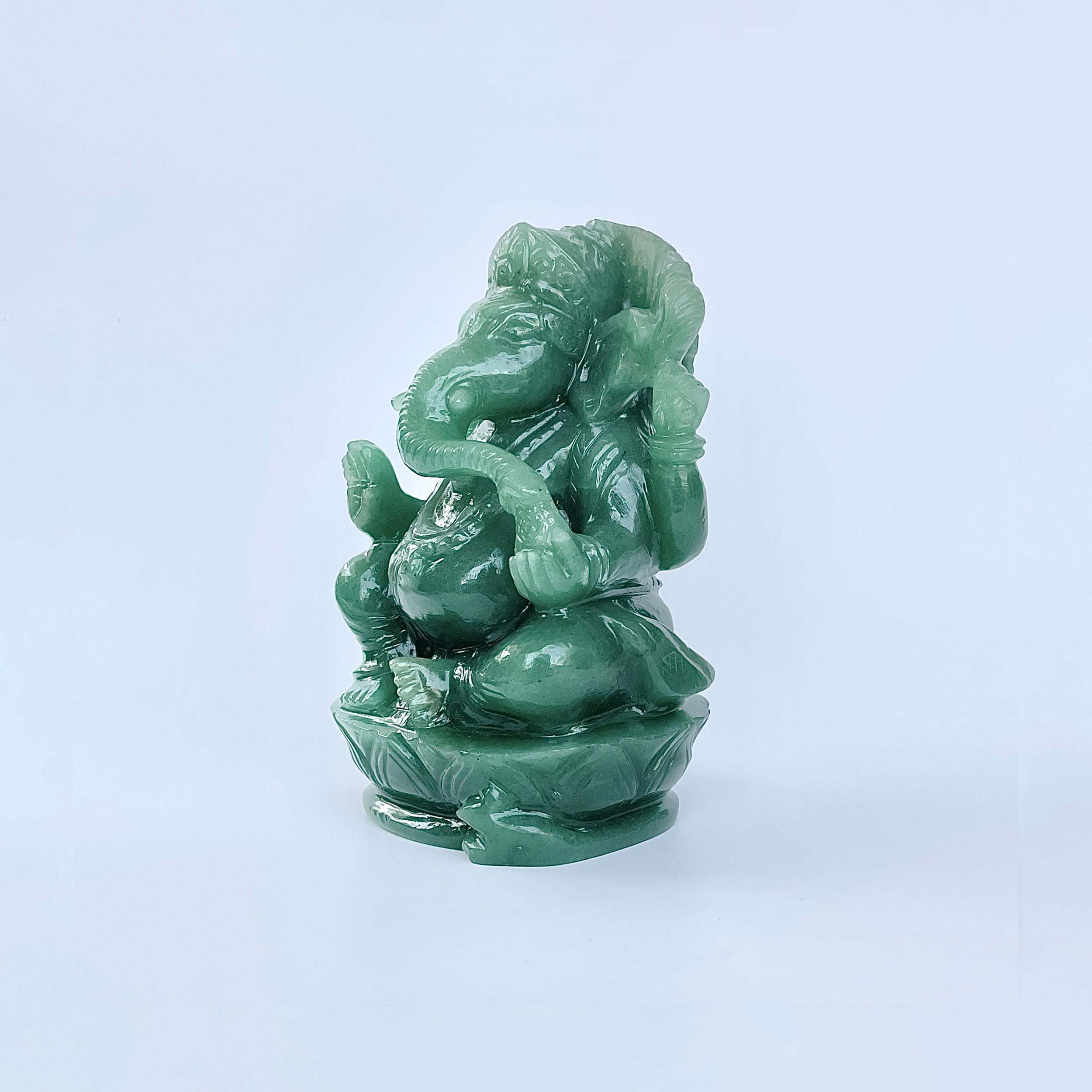 เทวรูปพระพิฆเนศเขียวอเวนเจอรีน 4655 กะรัต ส่วนสูง :-12.9 CM-(GAV-MRT-2.)