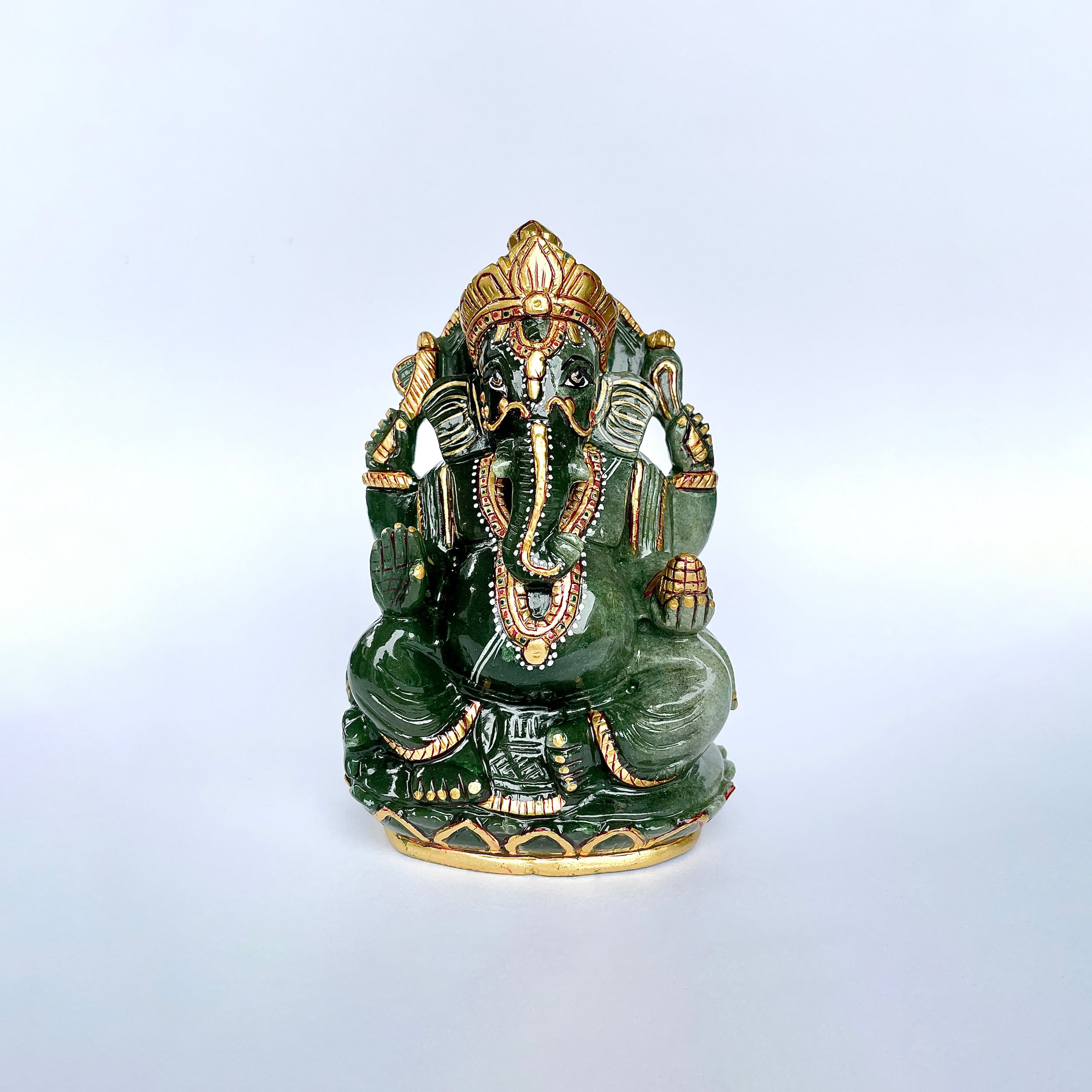 เทวรูปพระพิฆเนศเขียวอเวนเจอรีน 3995 กะรัต ส่วนสูง-13.5 CM-(GAV-MRT-4.)