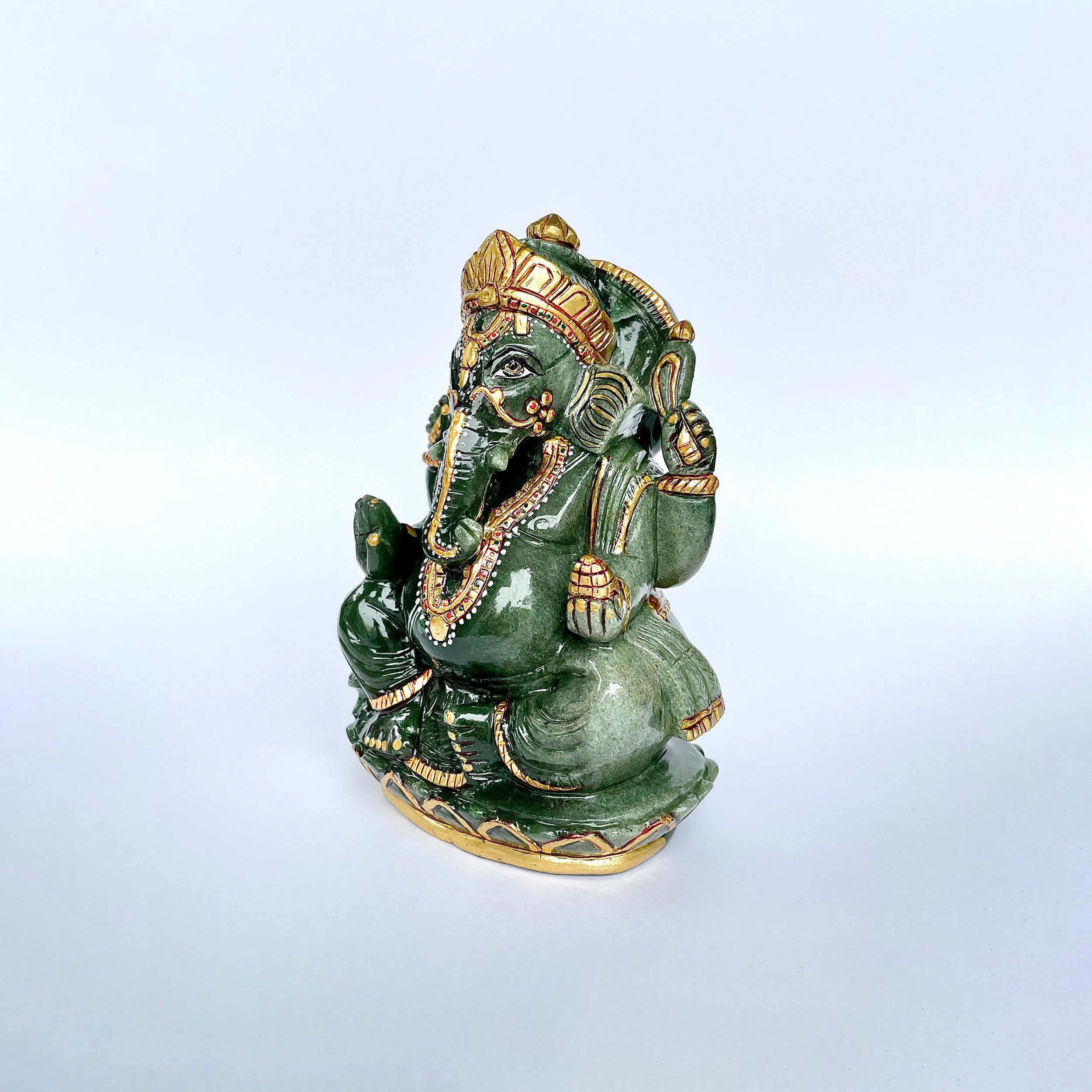 เทวรูปพระพิฆเนศเขียวอเวนเจอรีน 3995 กะรัต ส่วนสูง-13.5 CM-(GAV-MRT-4.)