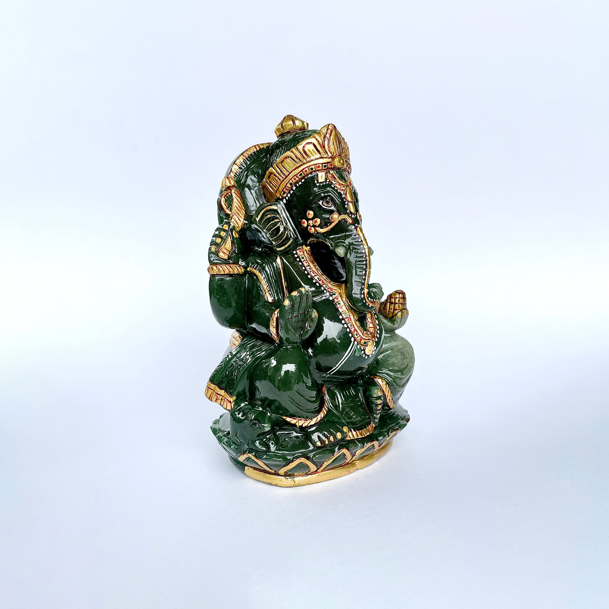 เทวรูปพระพิฆเนศเขียวอเวนเจอรีน 3995 กะรัต ส่วนสูง-13.5 CM-(GAV-MRT-4.)