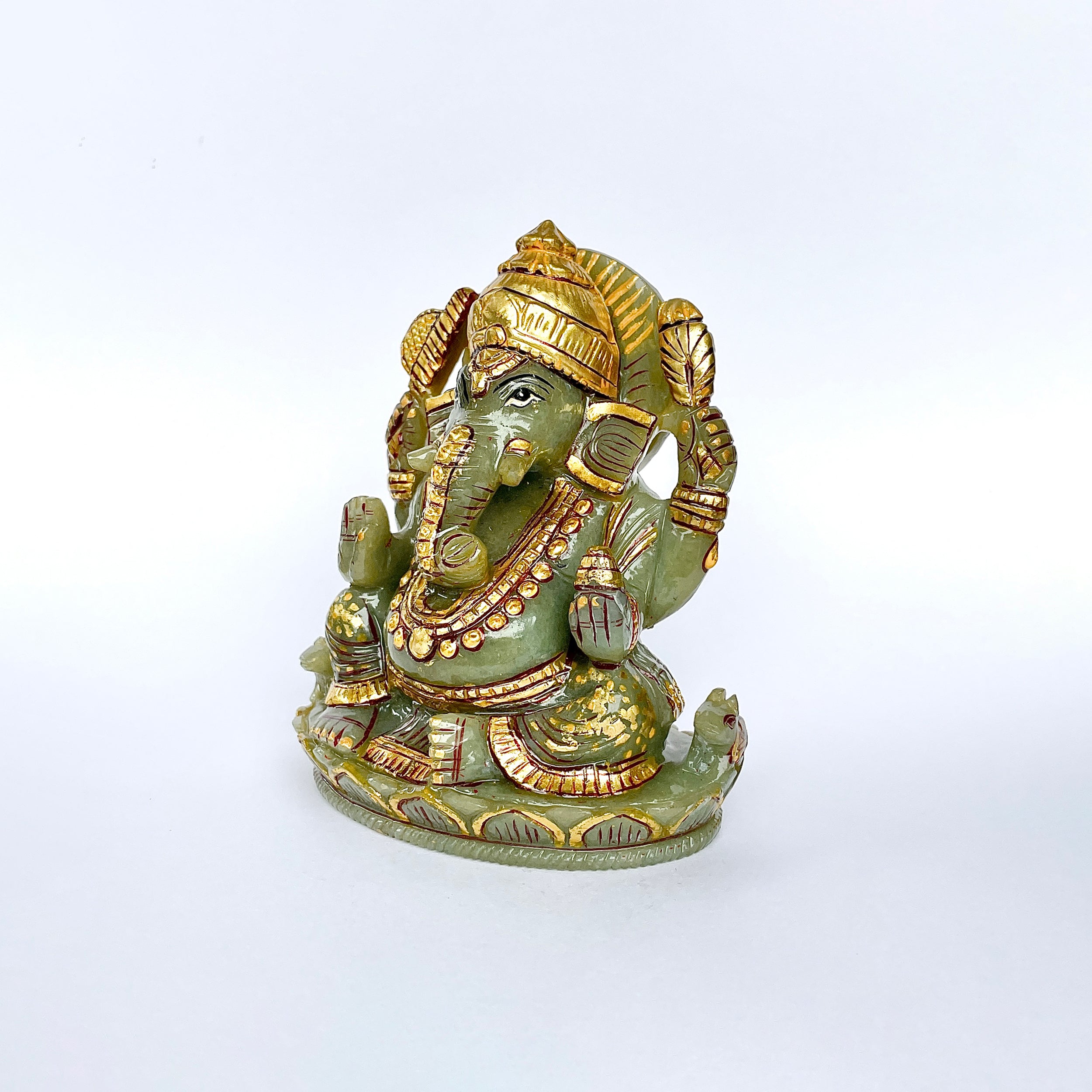 เทวรูปพระพิฆเนศสีเขียว Aventurine 2740 กะรัต เทวรูป สูง-11 CM-(GAV-MRT-5.)