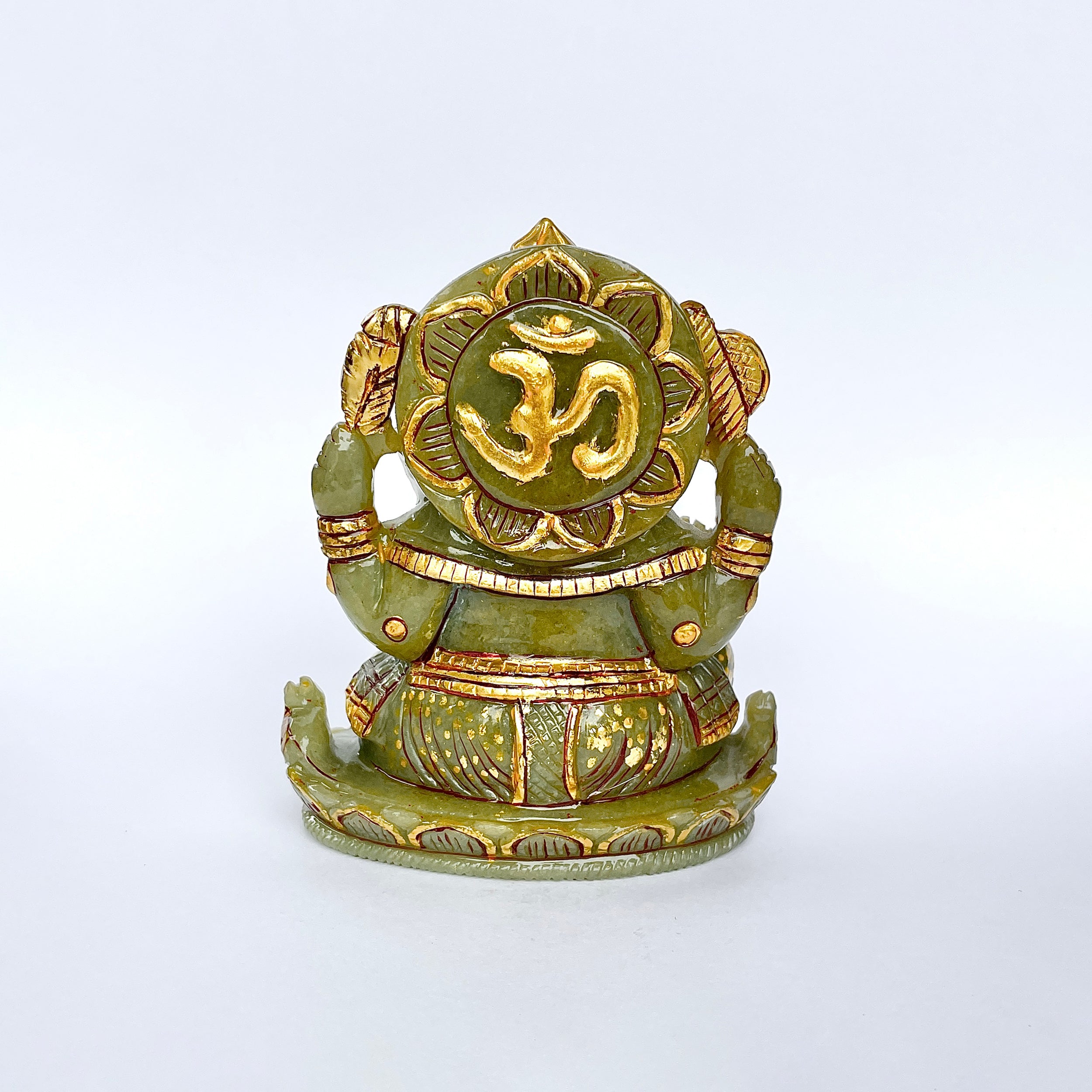 เทวรูปพระพิฆเนศสีเขียว Aventurine 2740 กะรัต เทวรูป สูง-11 CM-(GAV-MRT-5.)