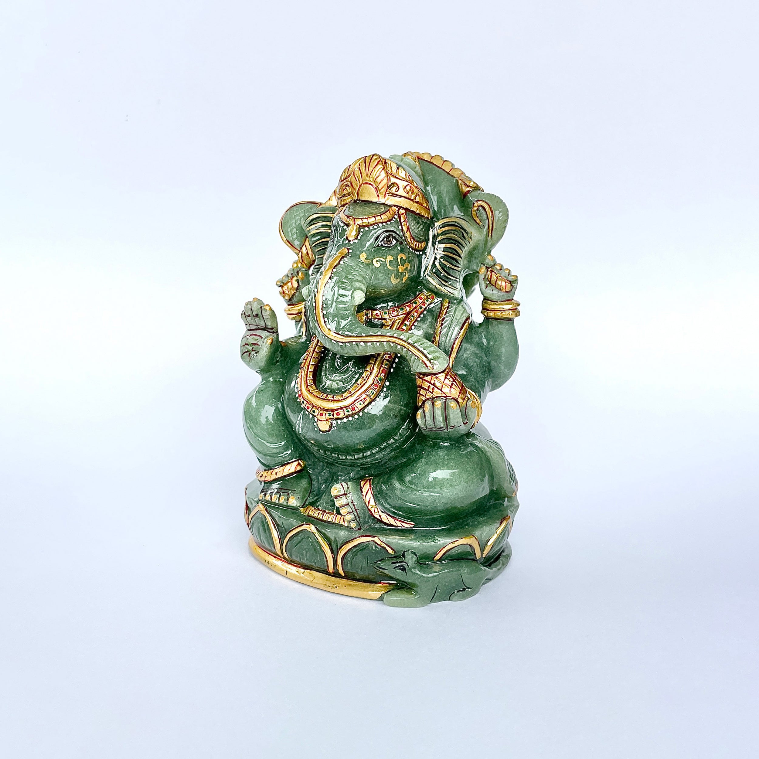เทวรูปพระพิฆเนศเขียวอาเวนทูรีน 3913 กะรัต เทวรูป สูง-12 CM-(GAV-MRT-6.)