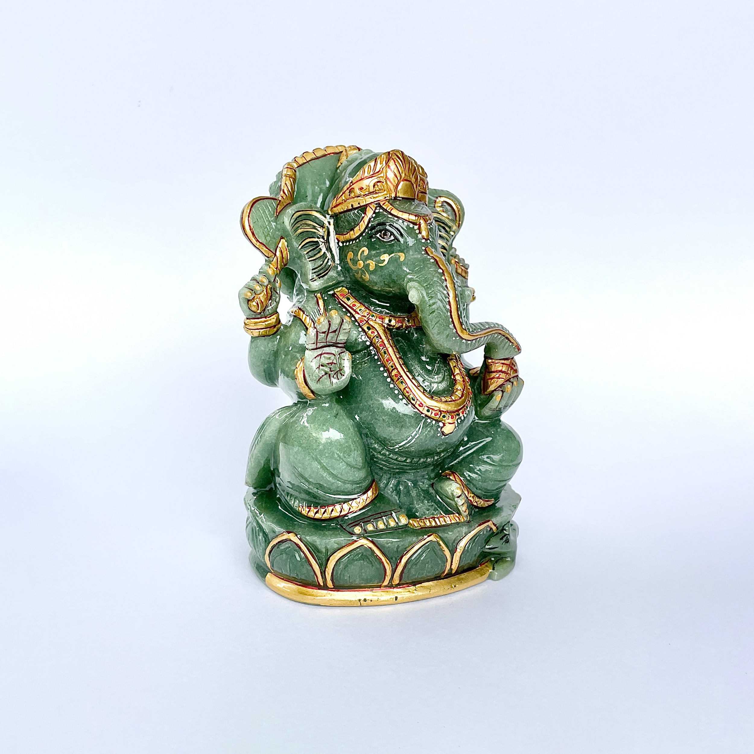 เทวรูปพระพิฆเนศเขียวอาเวนทูรีน 3913 กะรัต เทวรูป สูง-12 CM-(GAV-MRT-6.)