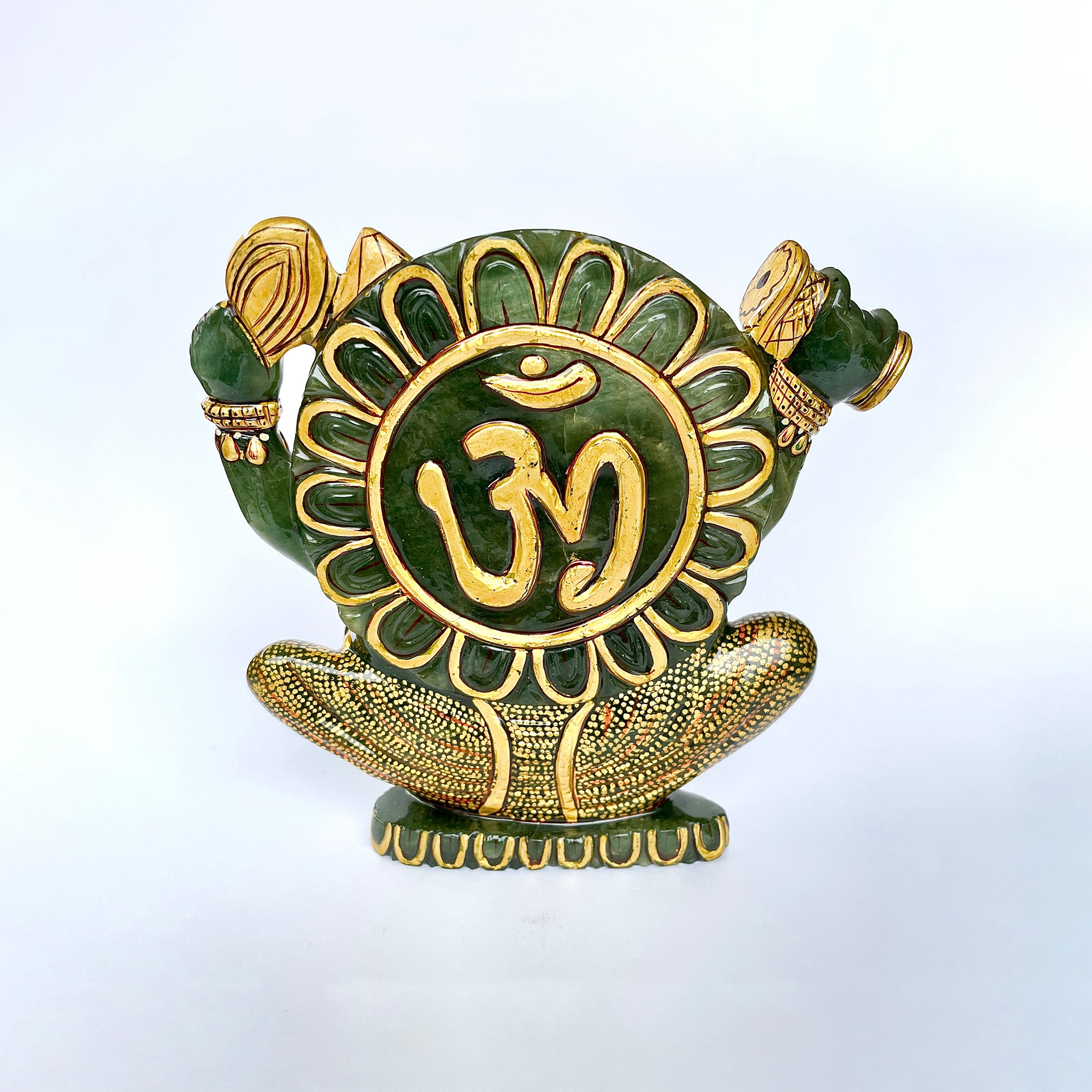 เทวรูปพระพิฆเนศเขียวอเวนทูรีน 3882 กะรัต สูง - 14.5 CM-(GAV-MRT-7.)